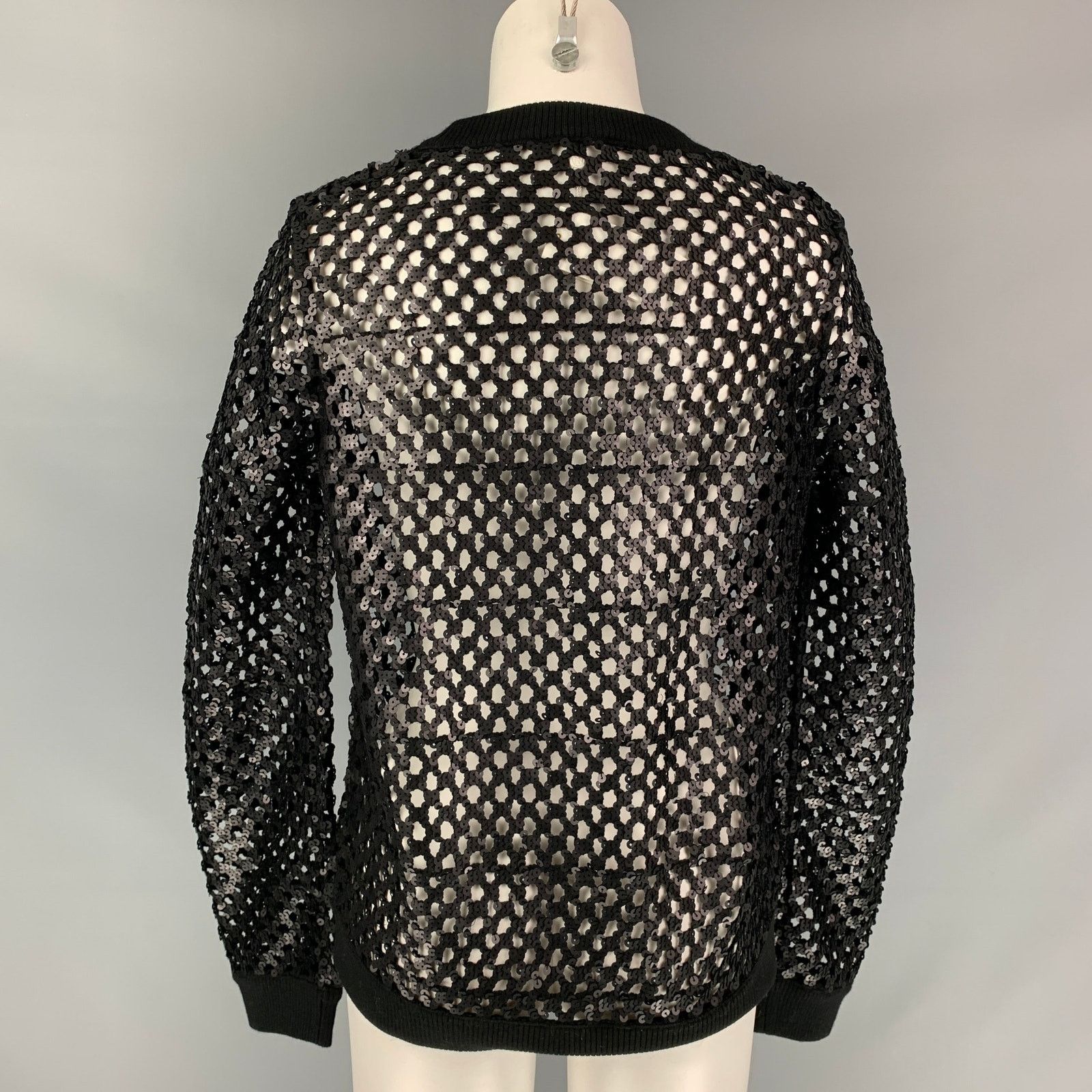 Tory Burch TORY BURCH Size XS Black Mesh Sequined Crew Neck Pullover Size XS / US 0-2 / IT 36-38 - 4 Thumbnail