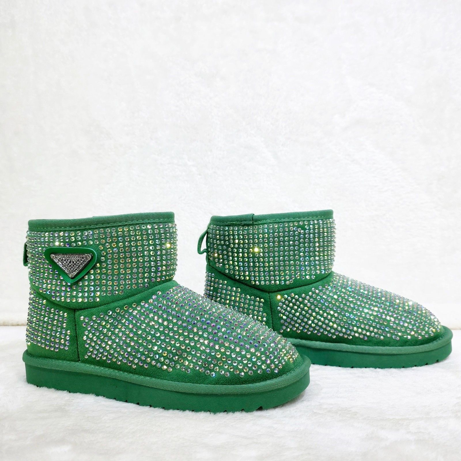 Other Twinkle Faux Fur Lined Slip On Winter Ankle Boots Green Irid Size US 8.5 / IT 38.5 - 4 Thumbnail