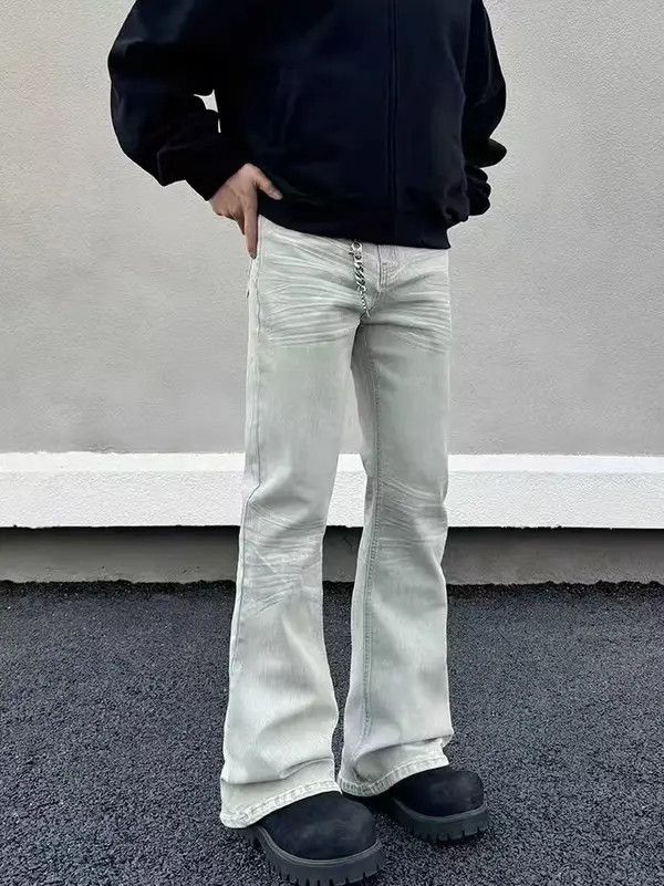 Japanese Brand Kinuka x Jinno Vintage Washed and Aged White Flared Jeans Size US 32 / EU 48 - 4 Thumbnail
