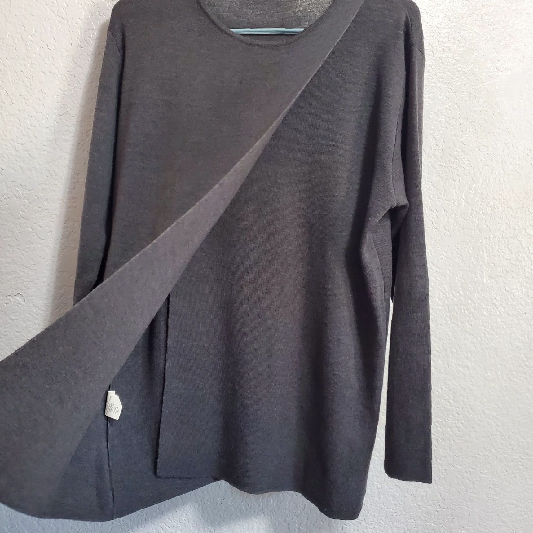 Vintage Glenfield Italian Knitwear Sweater Women M/L Gray Merino Wool Blend Draped Front Pullover Top Size M / US 6-8 / IT 42-44 - 3 Thumbnail