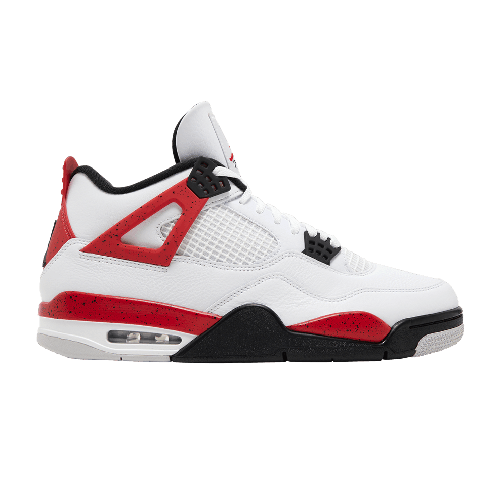image of Air Jordan 4 Retro Red Cement Shoes in White, Men's (Size 15)