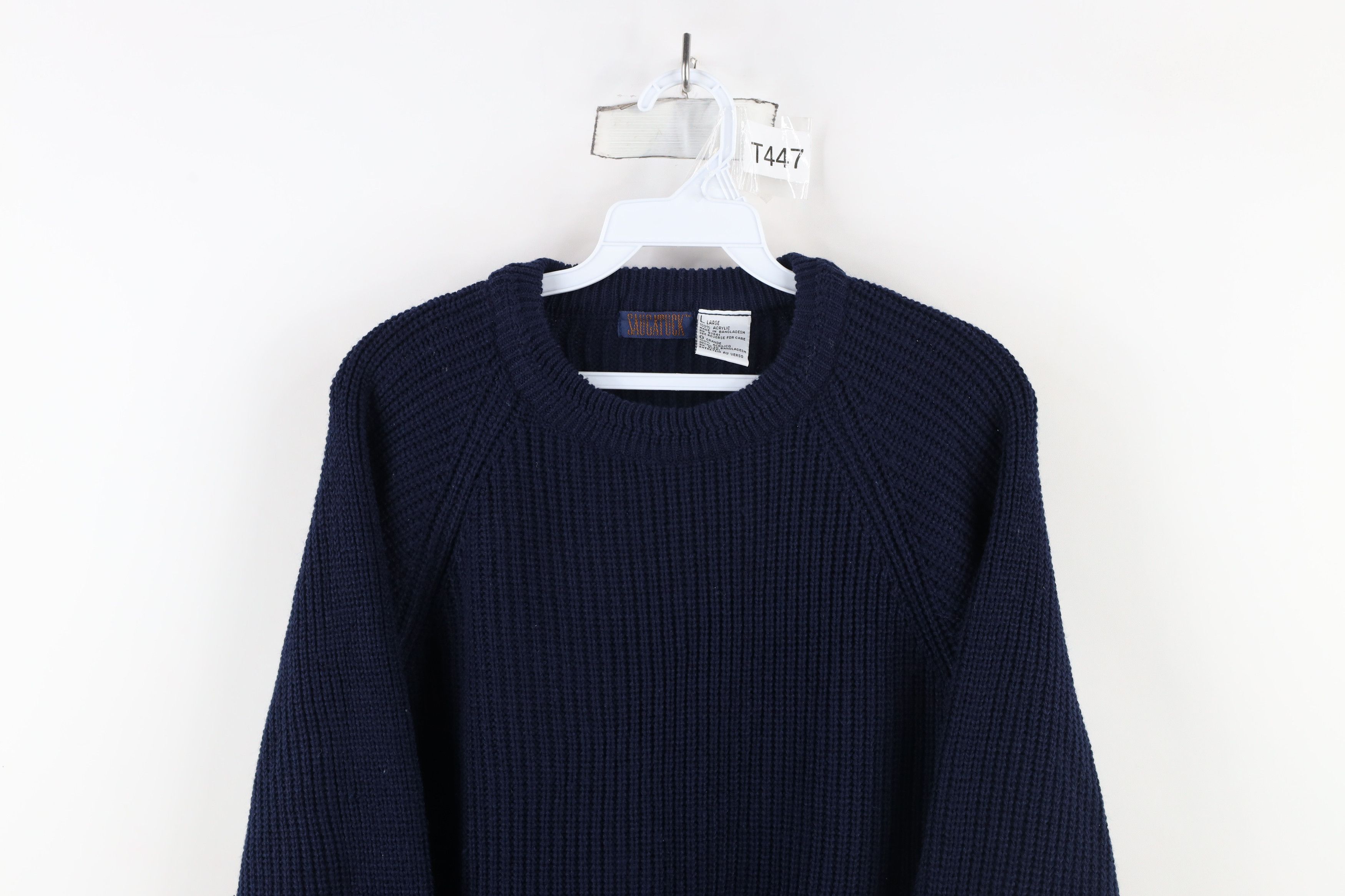 Vintage Vintage 90s Streetwear Ribbed Knit Crewneck Sweater Blue Size US L / EU 52-54 / 3 - 2 Thumbnail
