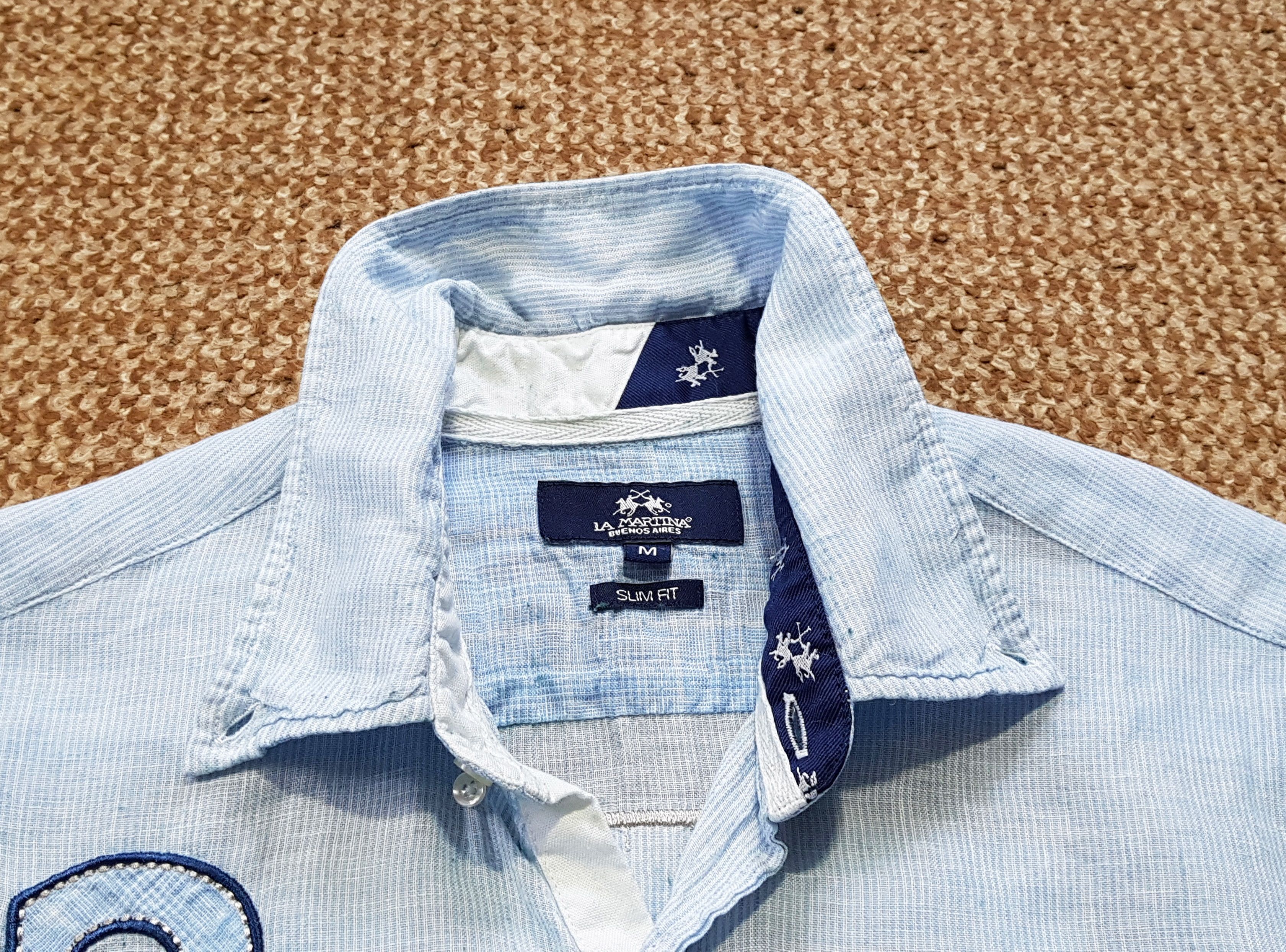 La Martina La Martina Linen Stripe England UK Polo Shirt Slim sz M Size US M / EU 48-50 / 2 - 8 Thumbnail