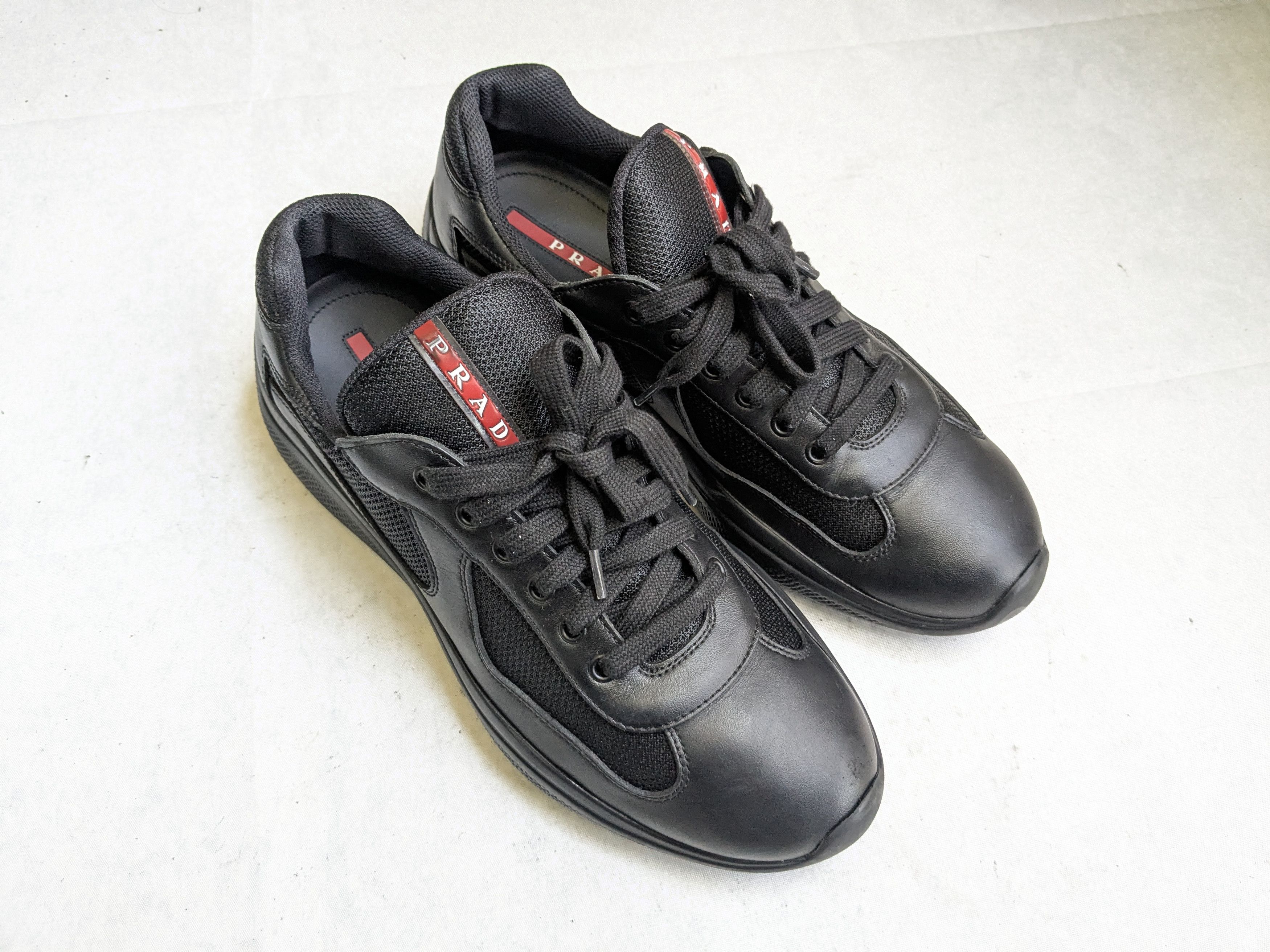 Prada Prada America's Cup Sneakers Black 9.5 Low Tops Leather Red Size US 9.5 / EU 42-43 - 2 Thumbnail