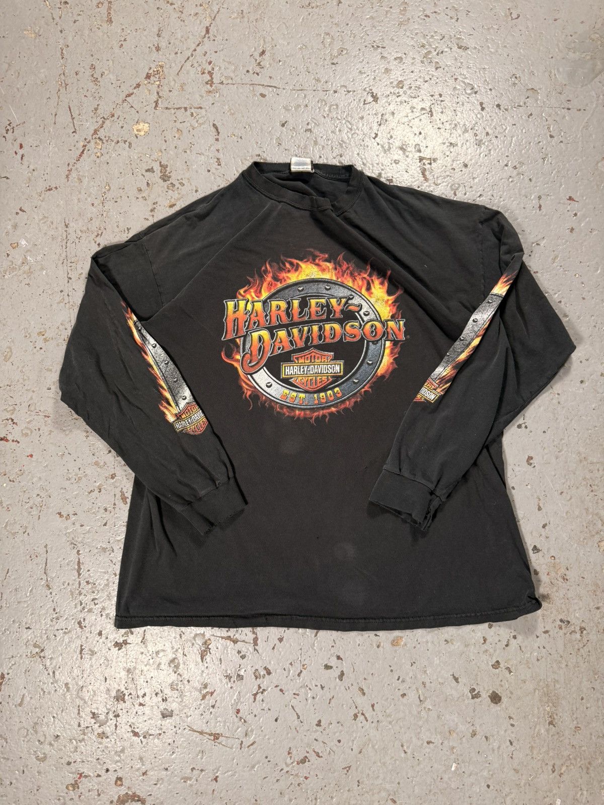 Harley Davidson Vintage Flaming Harley Davidson Longsleeve flames Tee Size US XXL / EU 58 / 5 - 1 Thumbnail