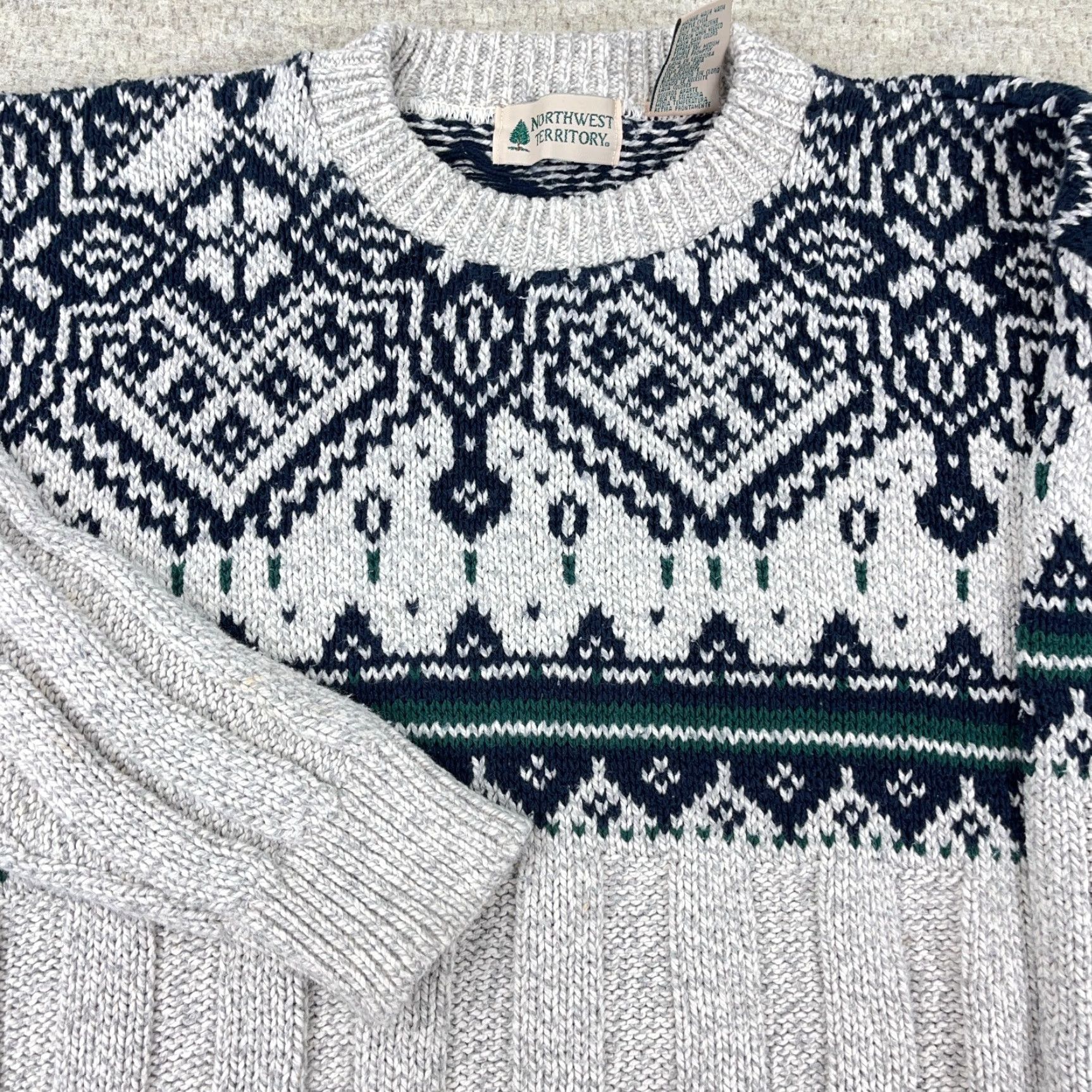 Vintage Vintage Northwest Territory Sweater Men Medium Gray Nordic Ribbed Grandpa 90s Size US M / EU 48-50 / 2 - 2 Thumbnail