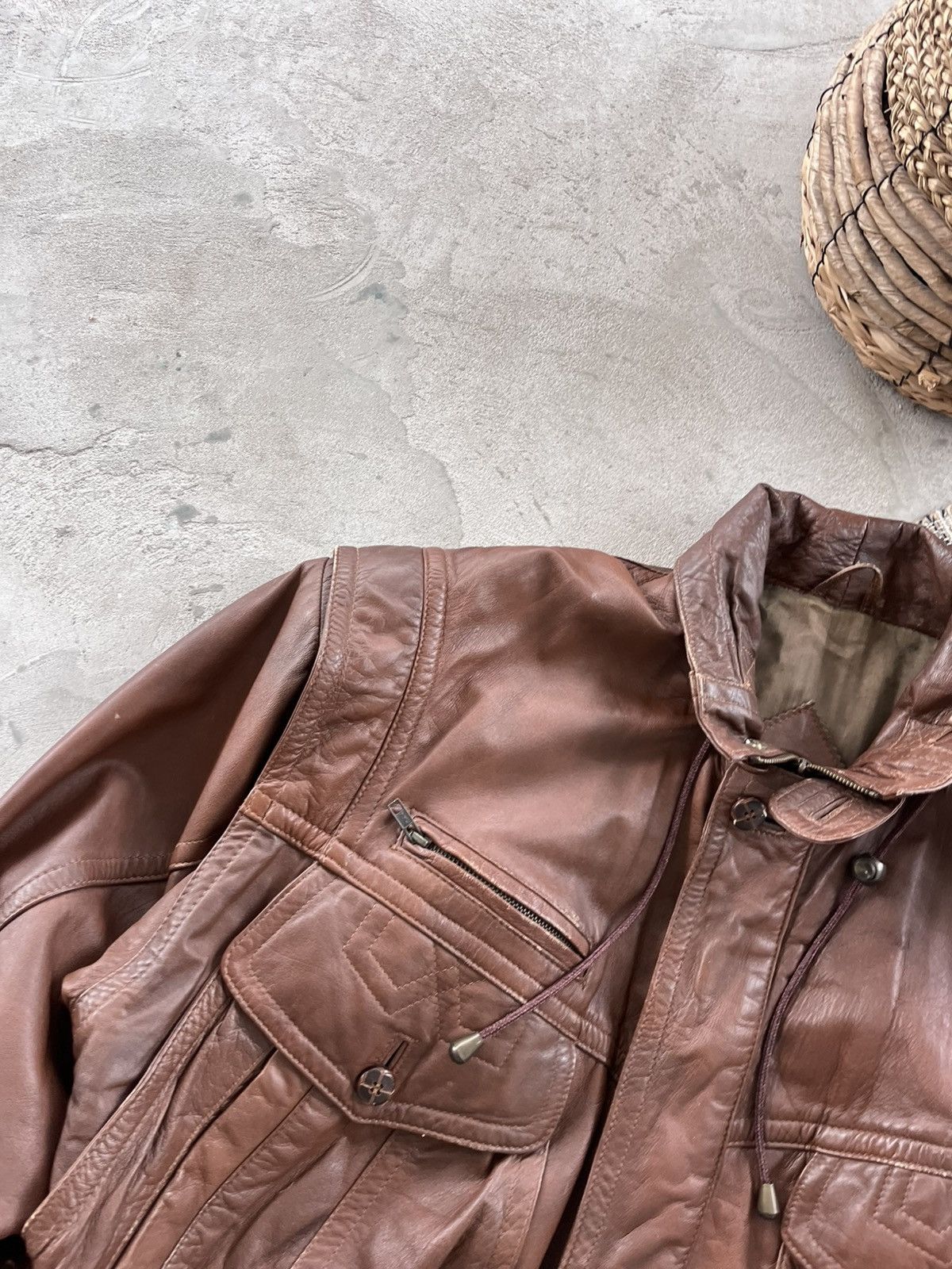 Genuine Leather Vintage Brown Leather Biker Bomber Jacket Avantgarde Y2K Size US L / EU 52-54 / 3 - 6 Thumbnail
