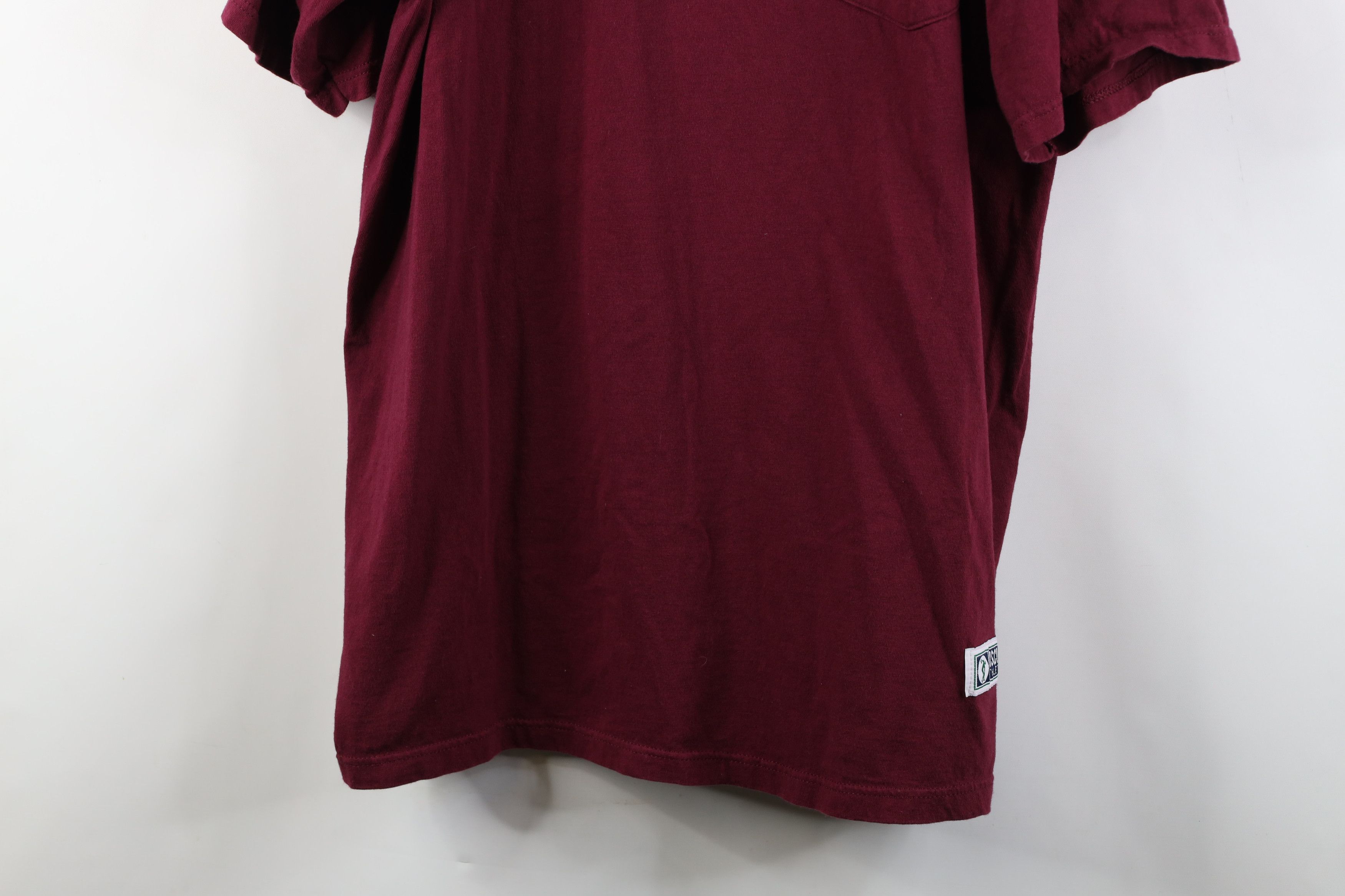 Vintage Vintage 90s Streetwear Heavyweight Cotton T-Shirt Burgundy Size US XL / EU 56 / 4 - 3 Thumbnail
