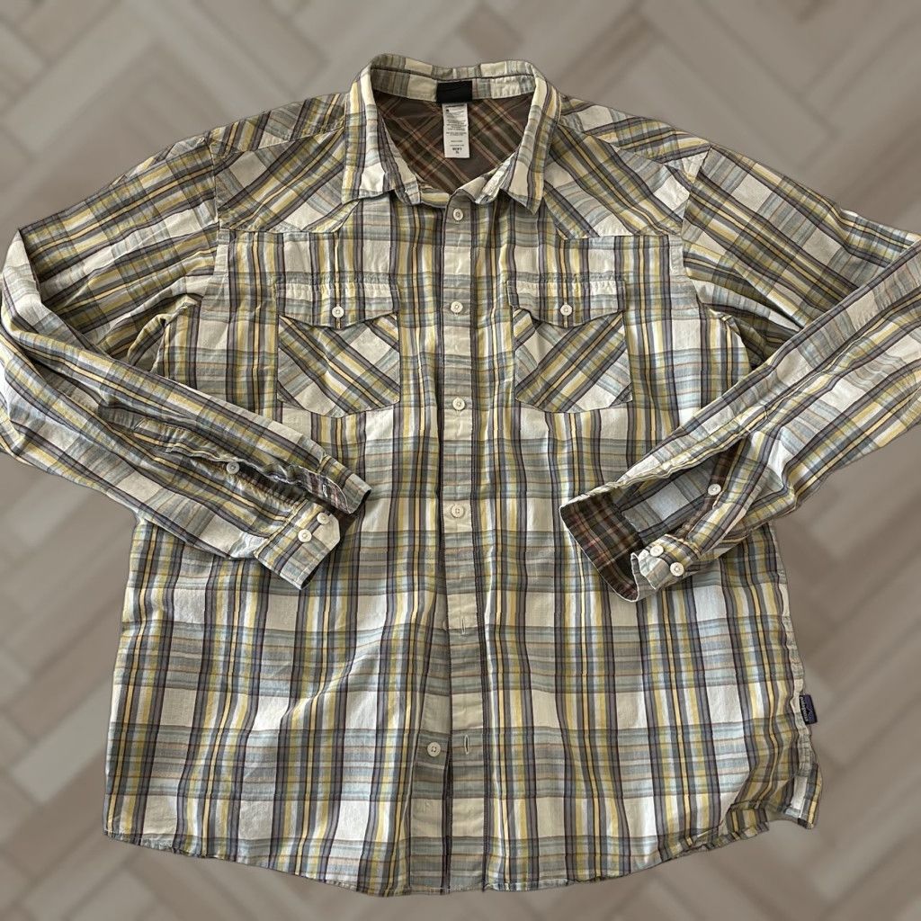 Patagonia Patagonia Plaid Shirt Men's XL Beige Yellow Button Front Long Sleeve Size US XL / EU 56 / 4 - 1 Thumbnail