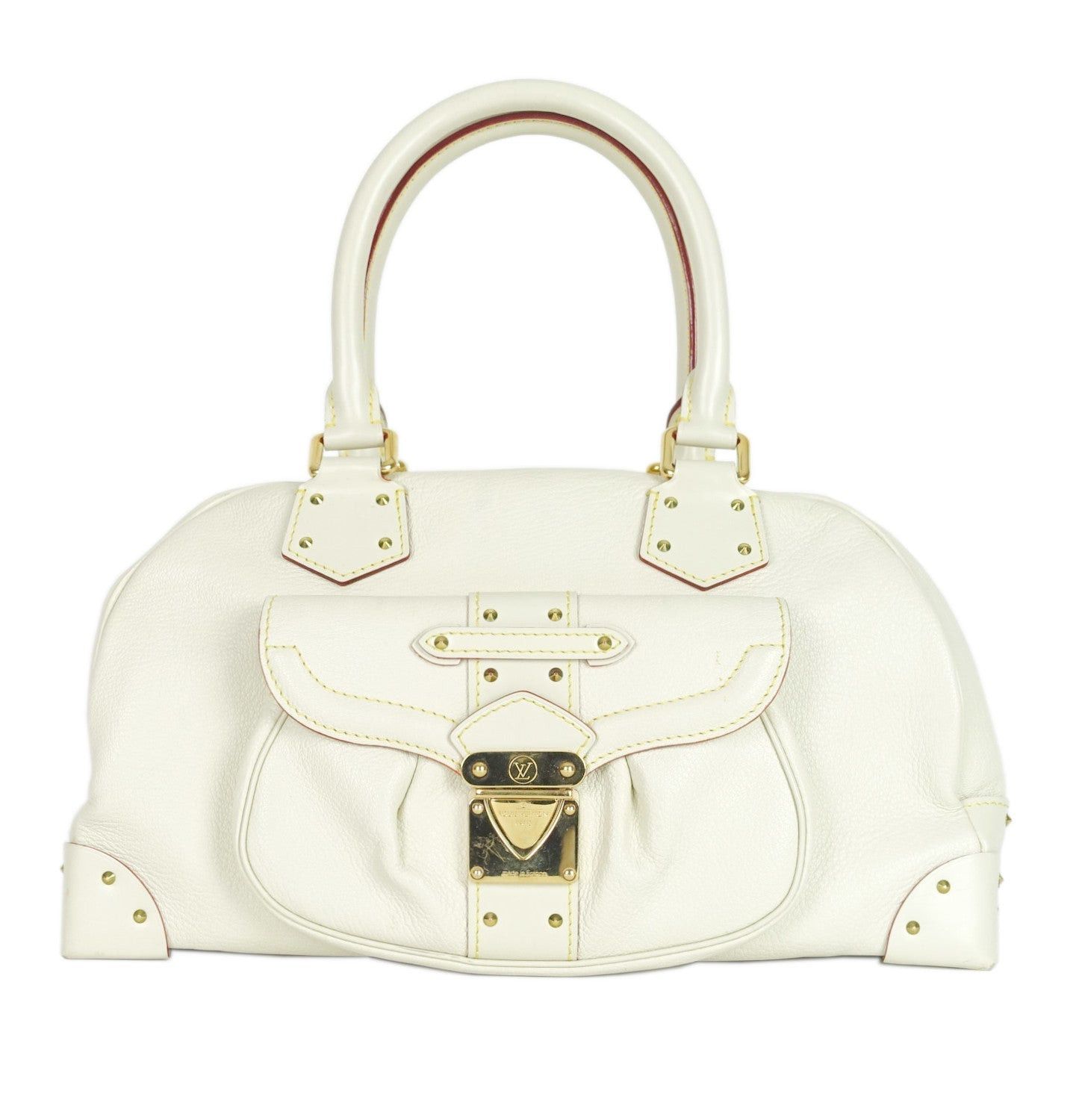 image of Louis Vuitton Le Superbe Suhali Goatskin Leather Handbag in White, Women's