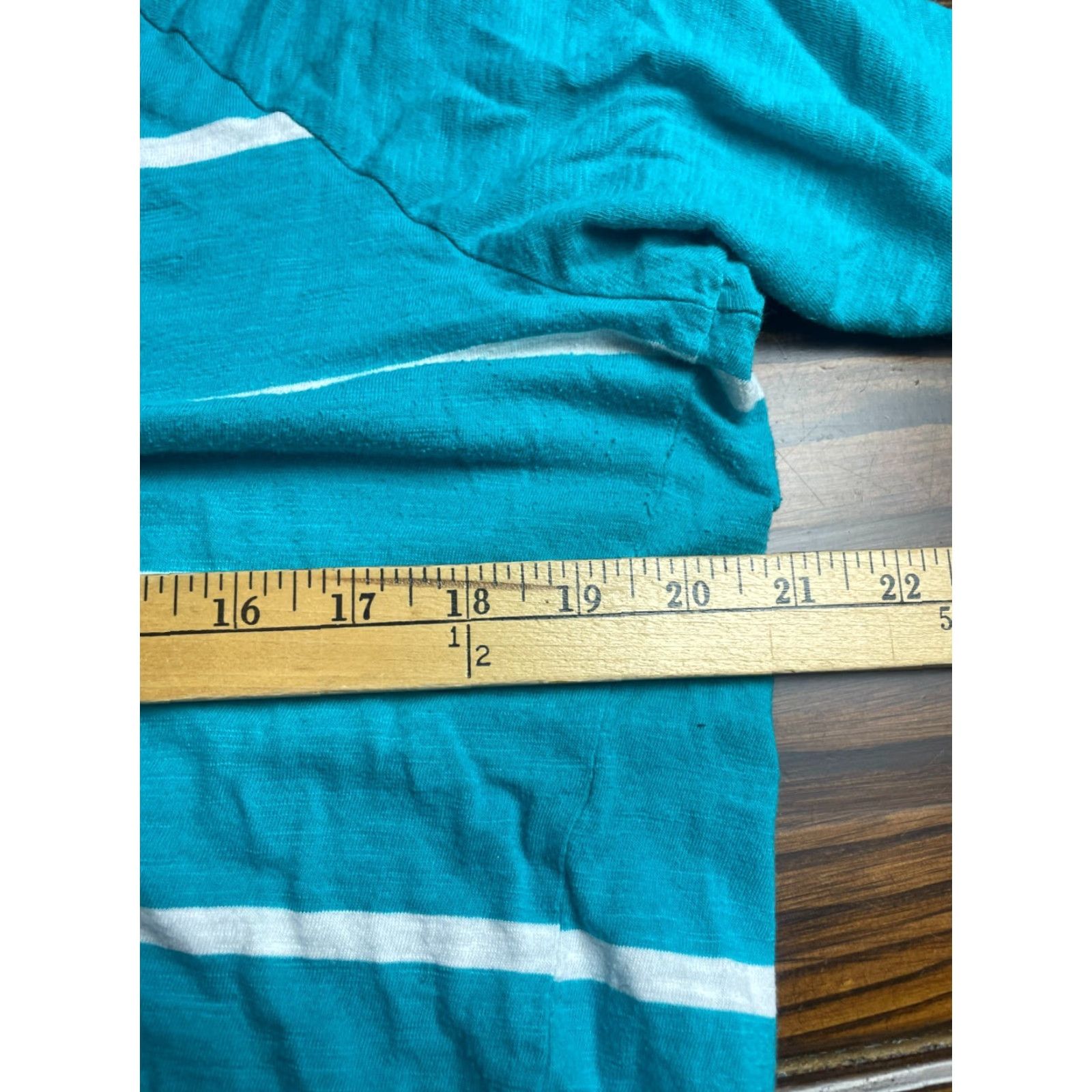 Vintage Maurices Shirt Women's Plus Size 1X Turquoise White Striped Round Neck Tee Shirt Size XL / US 12-14 / IT 48-50 - 4 Thumbnail