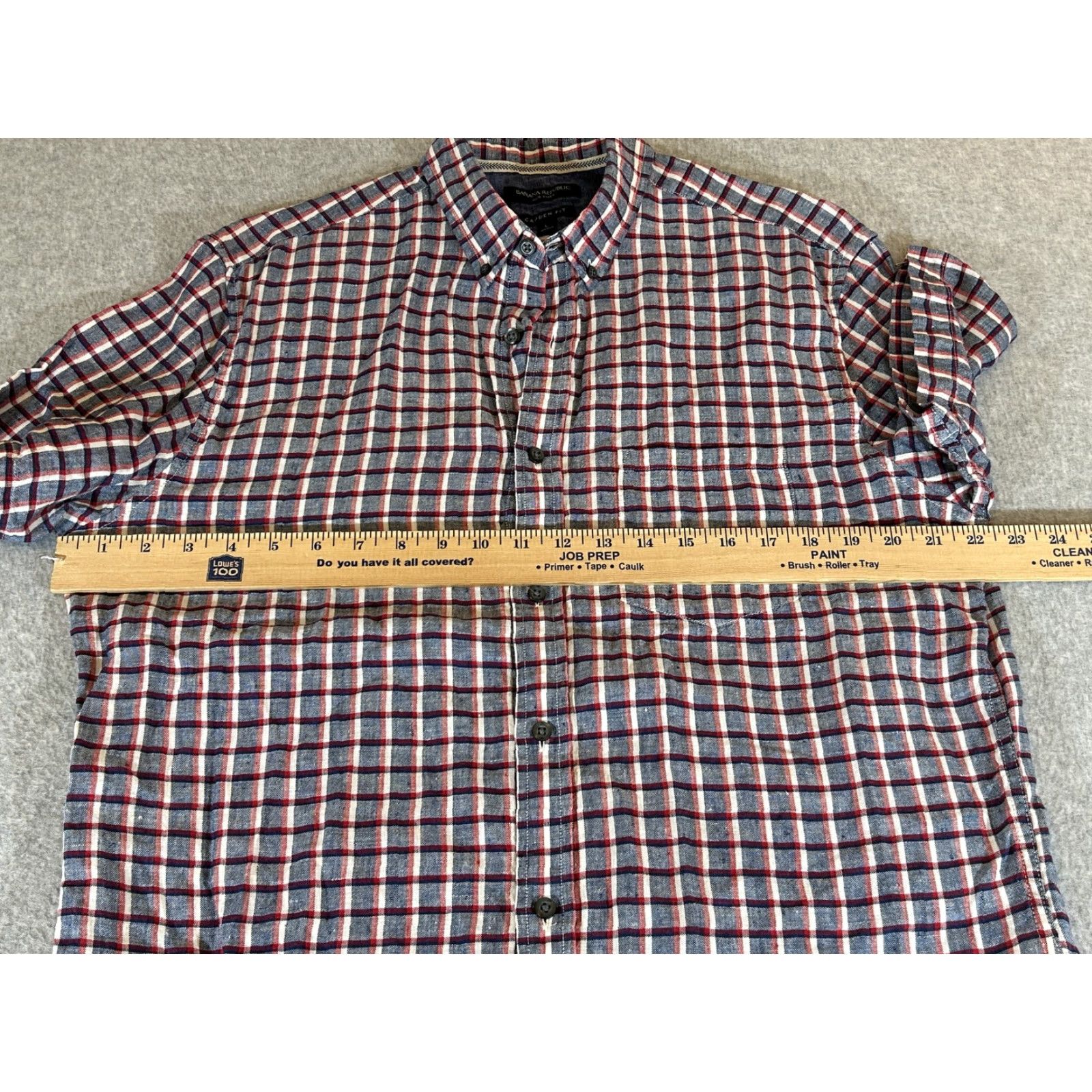 Banana Republic Banana Republic Shirt Mens Large Plaid Linen Short Sleeve Button Camp Camden Fit Size US L / EU 52-54 / 3 - 3 Thumbnail