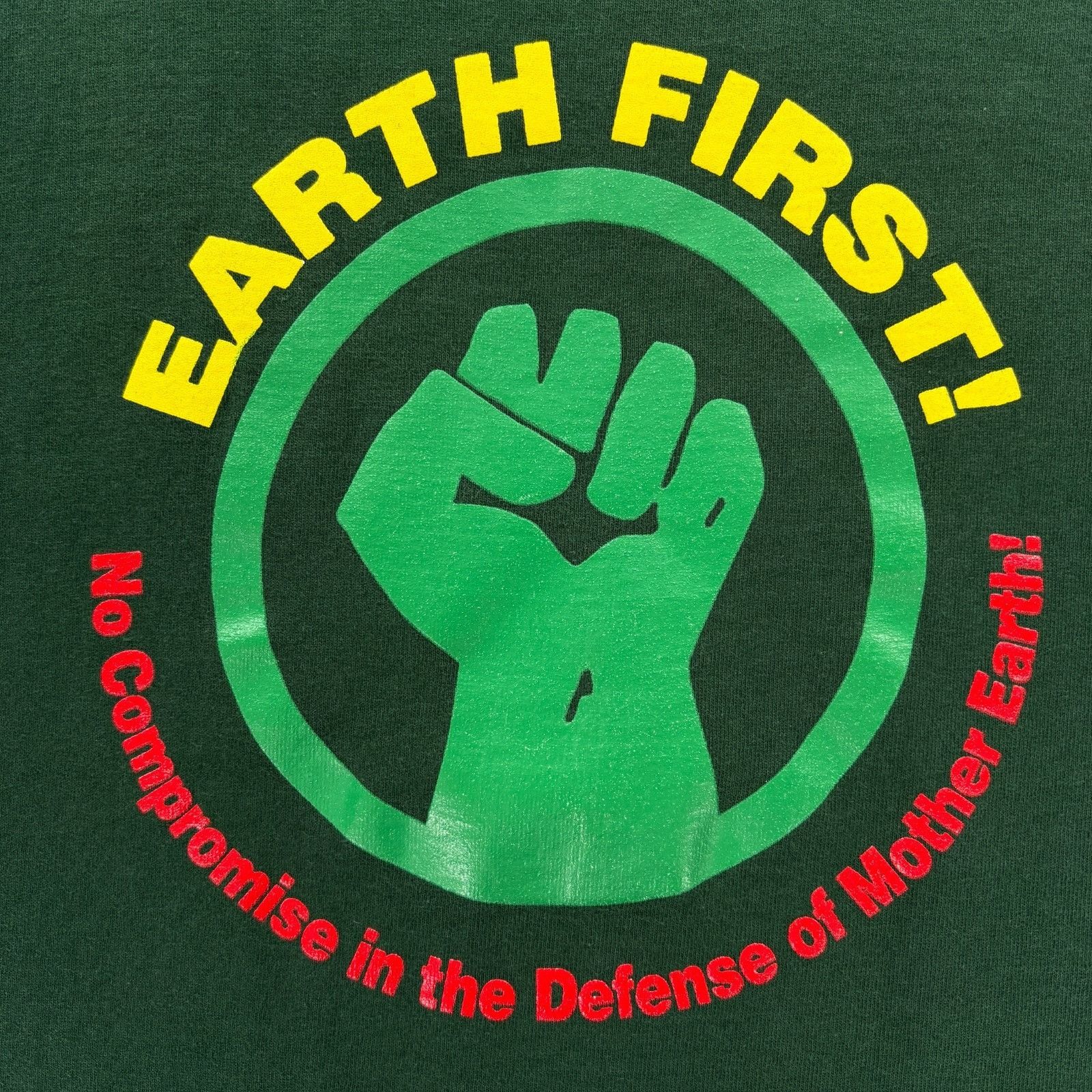 Fruit Of The Loom Vintage 1996 Earth First Shirt Mens M Green Single Stitch US Size US M / EU 48-50 / 2 - 3 Thumbnail