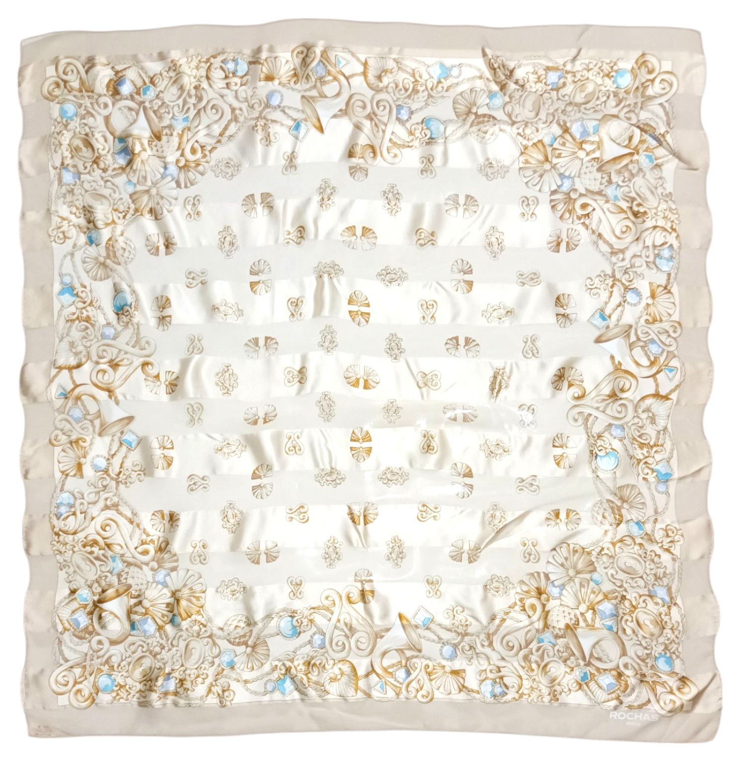 Rochas ROCHAS Paris Victorian Baroque Gold Yellow Chain Silk Scarf Size ONE SIZE - 1 Thumbnail