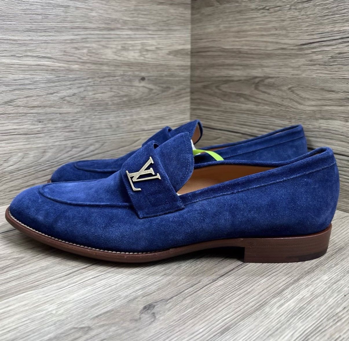 Louis Vuitton Louis Vuitton Saint Germain Blue & Gold LV Logo Loafers J41 Size US 9.5 / EU 42-43 - 1 Thumbnail