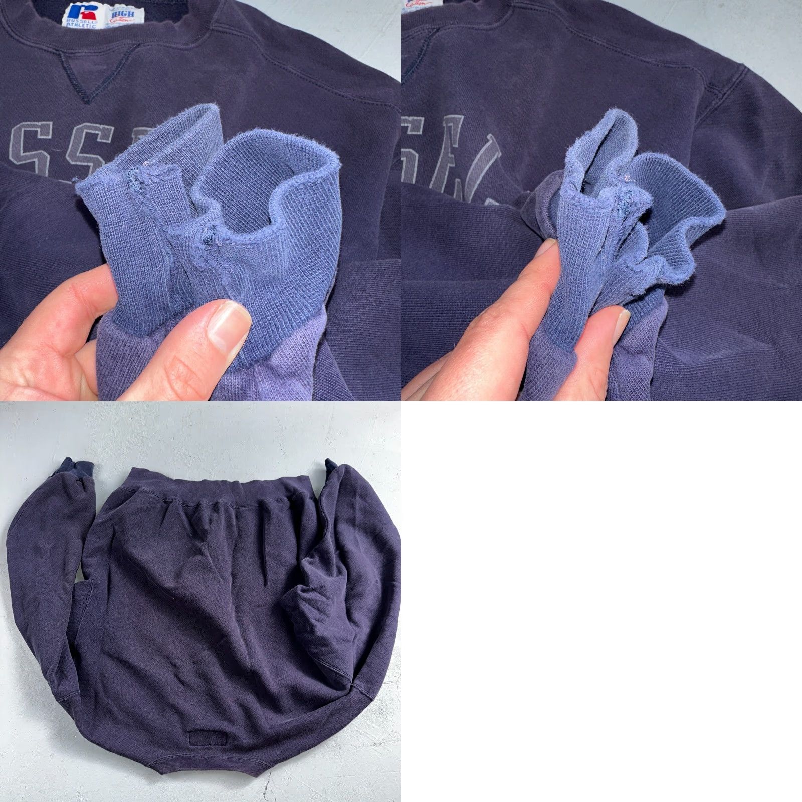 Russell Athletic VINTAGE Russell Athletic Sweatshirt Crewneck Purple Navy 80s 90s Jumper Warm Up V Mens/Unisex Adults L Purple Logo 90s Sweatshirt Pullover Size US L / EU 52-54 / 3 - 8 Thumbnail