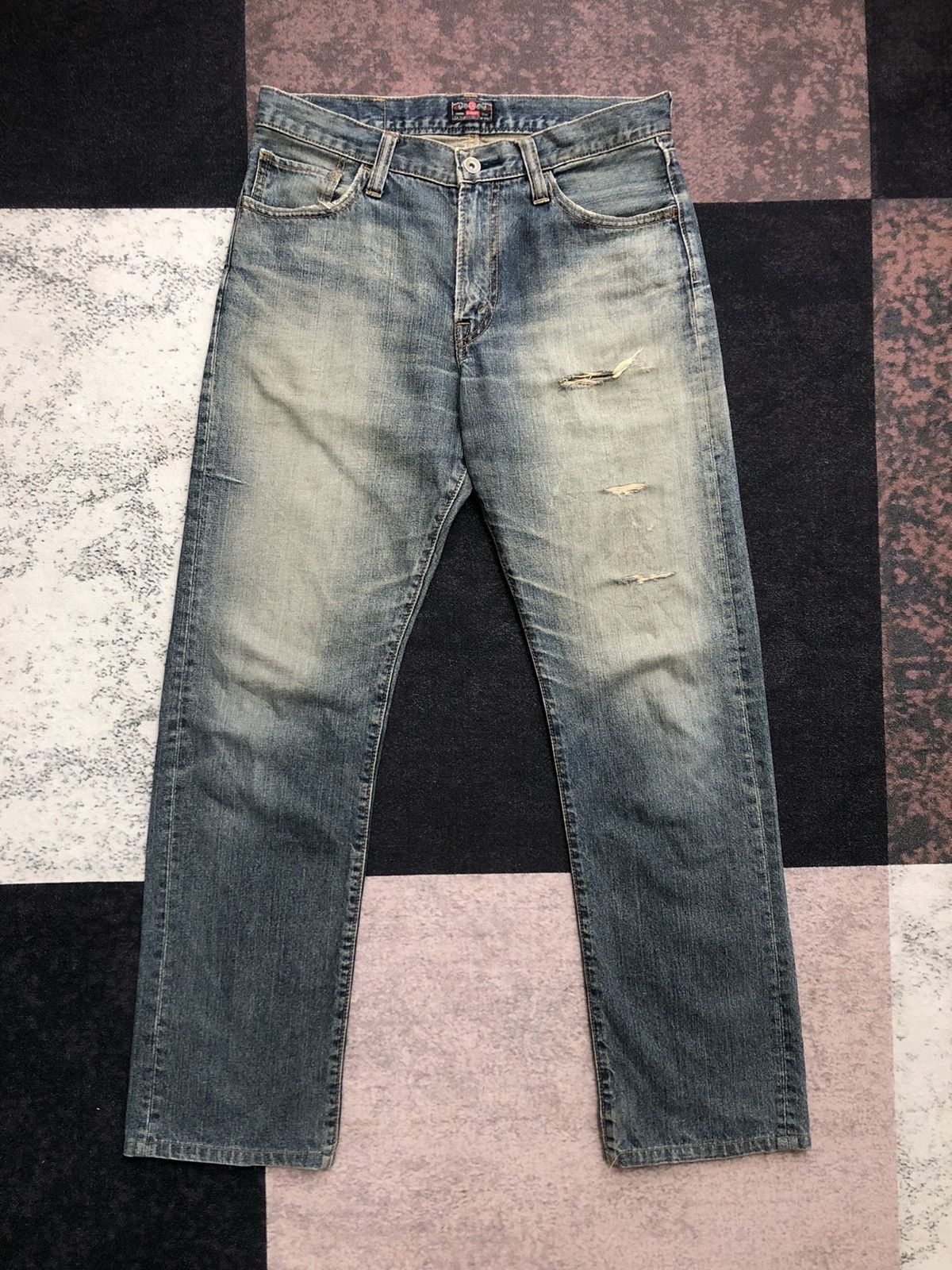 Hysteric Glamour Vintage GL Heart Mud Washed Distressed Jeans Size US 32 / EU 48 - 2 Thumbnail