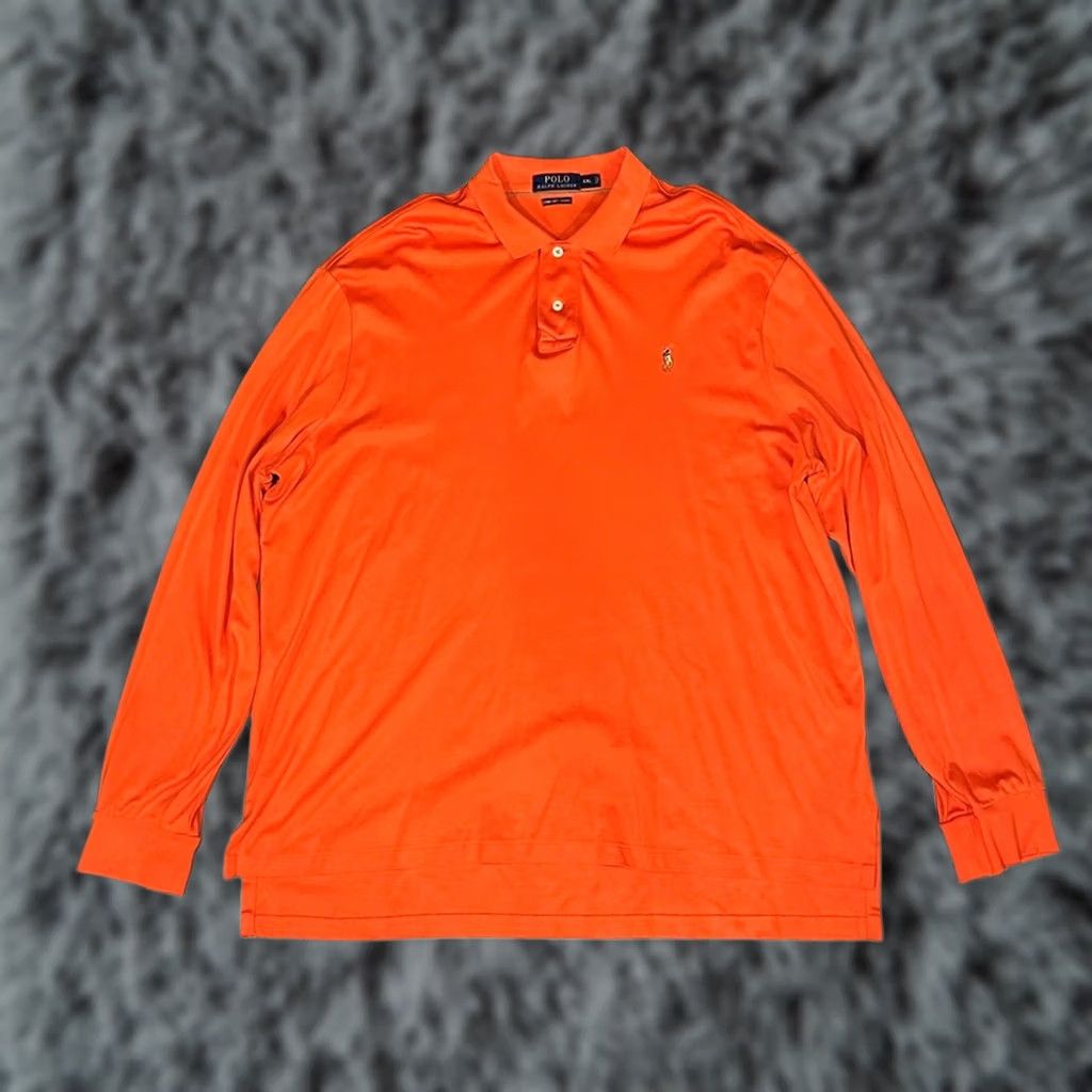 Polo Ralph Lauren Polo Ralph Lauren Orange Pima Soft Touch Long Sleeve Polo - 2XL Men Shirt Long Sleeve Orange Polo Ralph Lauren 2XL Mens Size US XXL / EU 58 / 5 - 1 Thumbnail