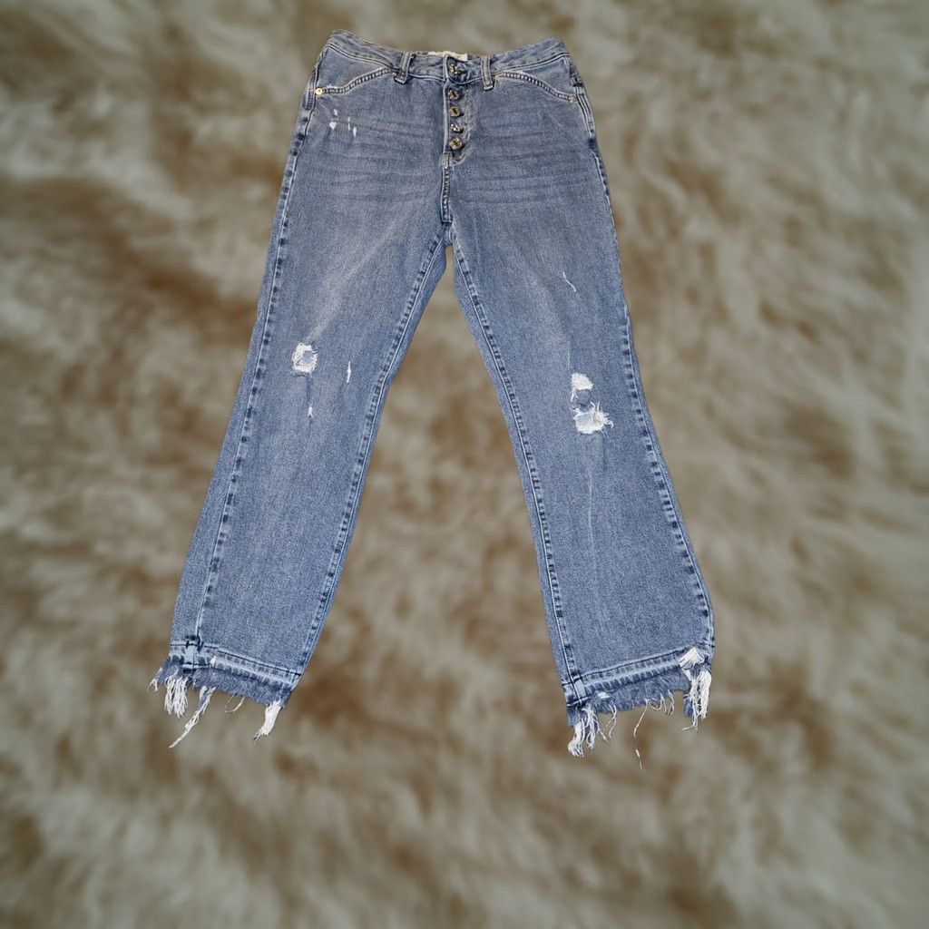 Vintage VINTAGE We The Free Cropped Jeans Women 28 Mid Rise Button Fly Distressed Preppy City 90s Womens Size 28" / US 6 / IT 42 - 1 Thumbnail