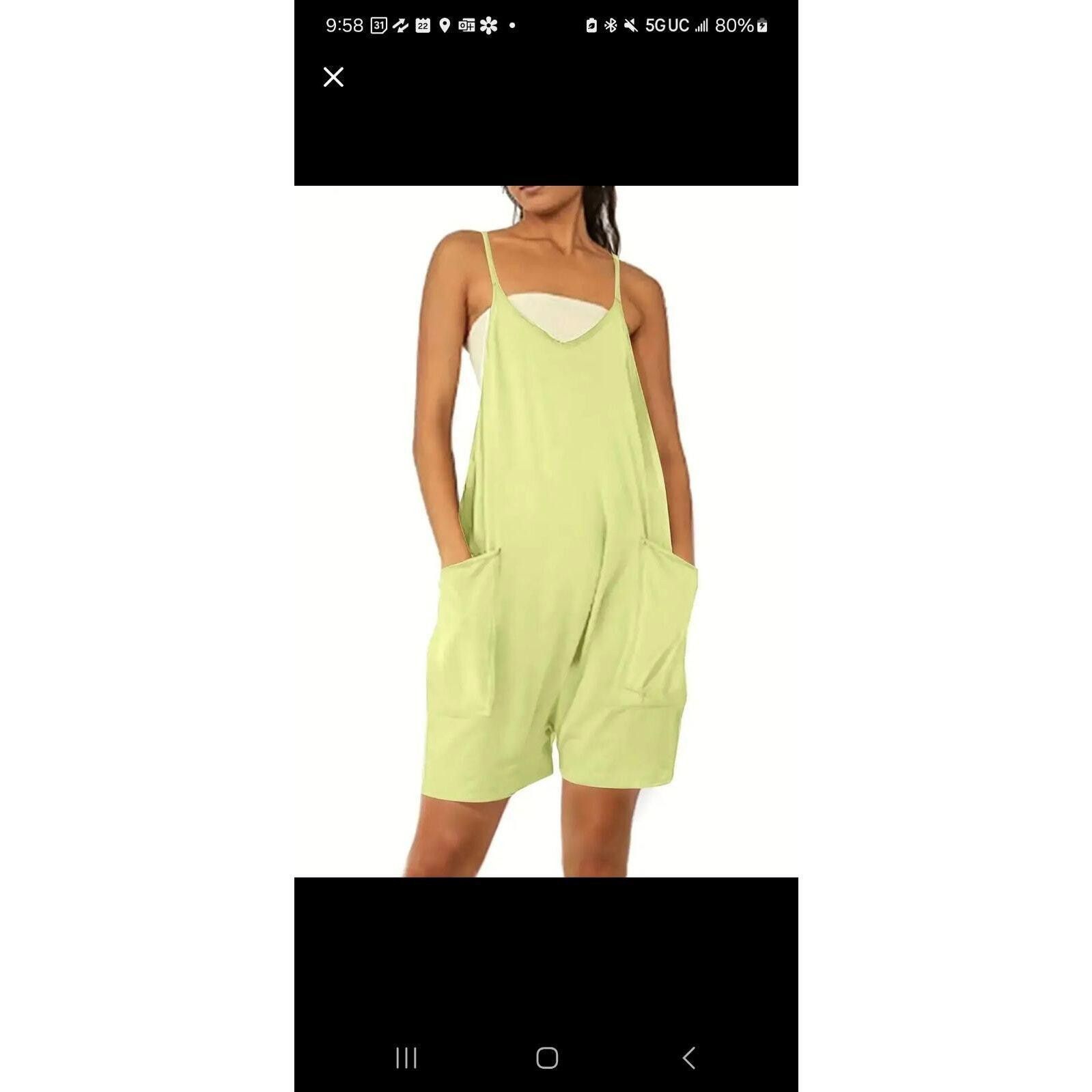 Designer Lemon Lime Stylish Casual V-Neck Romper Size Large Size 36" / US 14 / IT 50 - 4 Thumbnail