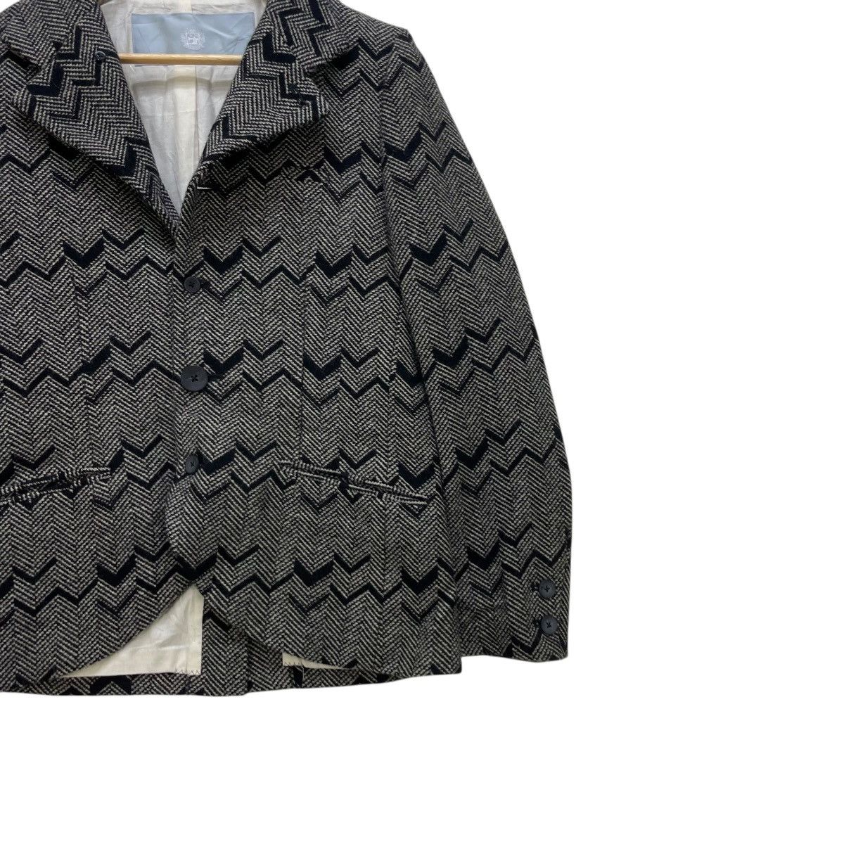 Yohji Yamamoto 💥Jacket By Dulcamara Herringbone V Pattern Wool Jacket Size M / US 6-8 / IT 42-44 - 6 Thumbnail