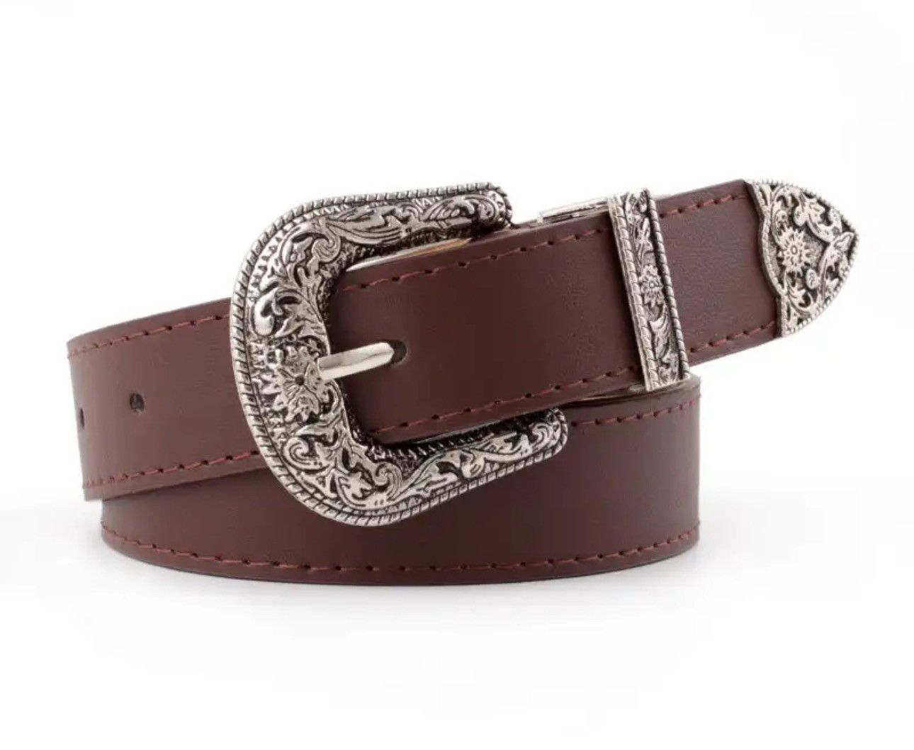 image of Retro Pin Buckle Pu Leather Belt in Brown, Men's