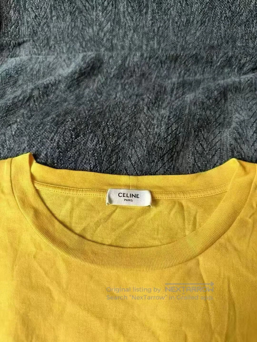 Celine CELINE Yellow Logo Short Sleeve| Size US M / EU 48-50 / 2 - 3 Thumbnail