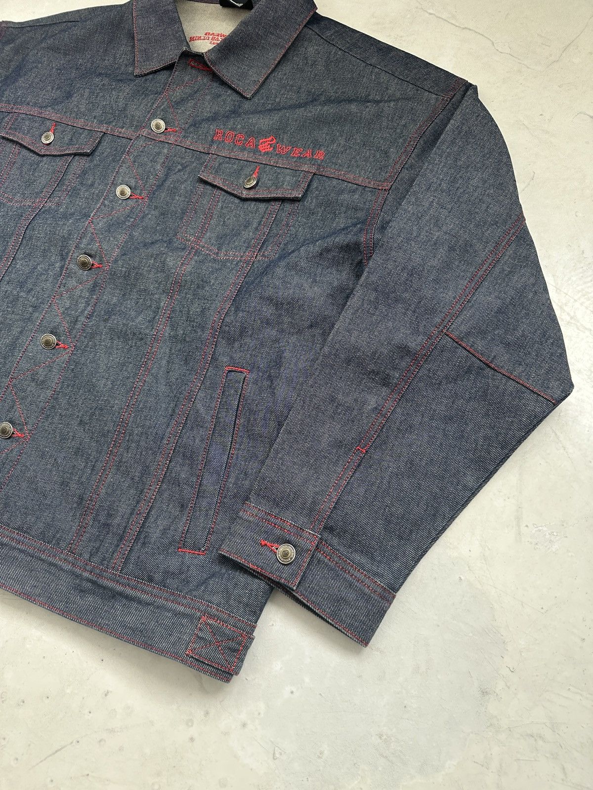 Rocawear × Vintage RocaWear oversized raw denim jacket embroidered logo Size US XL / EU 56 / 4 - 5 Thumbnail