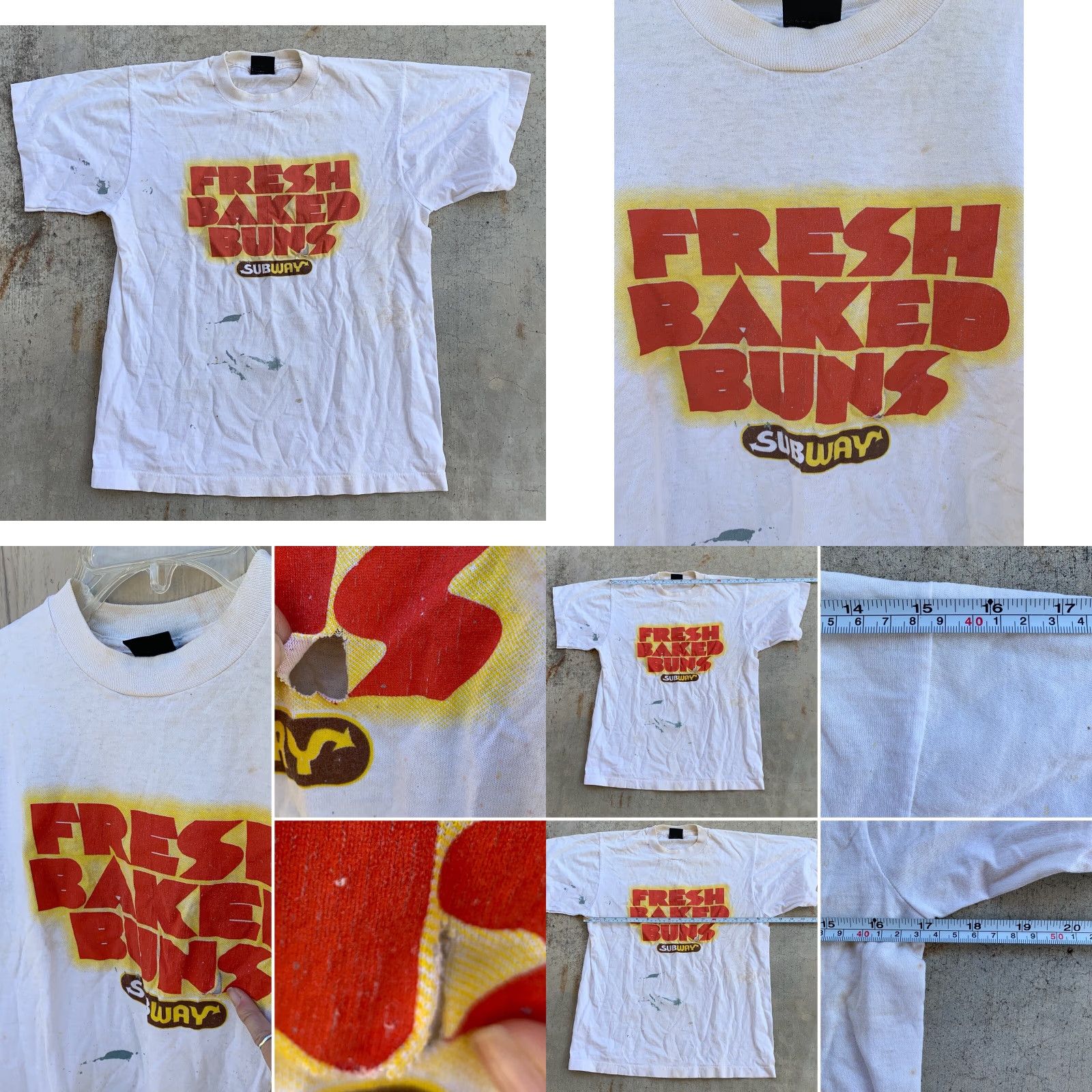 Vintage VINTAGE FRESH BAKED BUNS Subway 93.1 FM KSND Eugene’s Choice T Shirt M White Mens Graphic Tee 1990s Screen Stars Best Shirt Size US M / EU 48-50 / 2 - 8 Thumbnail