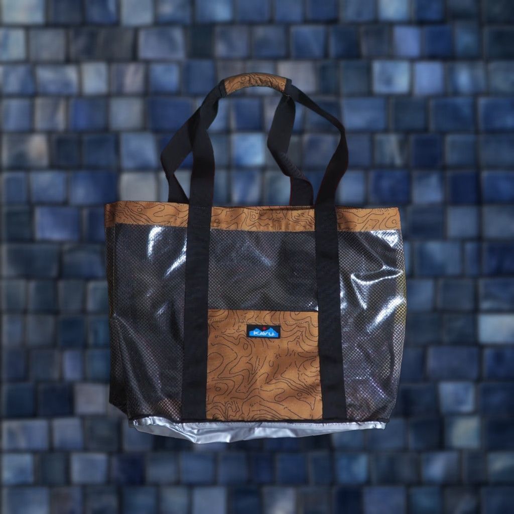KAVU Kavu Tote Bag Outdoor Canvas Brown Black 15x20 Unisex Adults Large Neck Strap Pockets Logo Geometric Vintage: No Size ONE SIZE - 1 Thumbnail