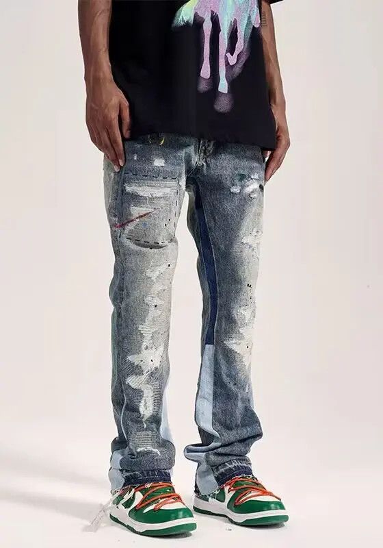 VIBE Street Irregular Side Gradient Straight Jeans Size US 30 / EU 46 - 4 Thumbnail