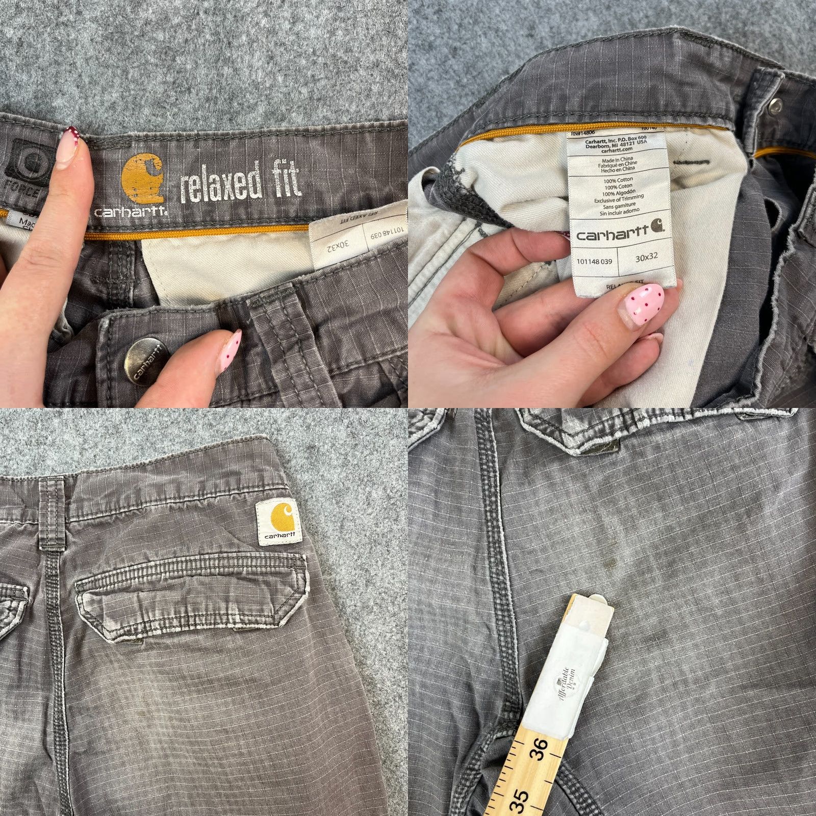 Carhartt Carhartt Mens Cargo Trousers Pants Relaxed Fit 28 Grey Ripstop Combat Utility Canvas 5-Pocket Dry? No. Size US 28 / EU 44 - 8 Thumbnail