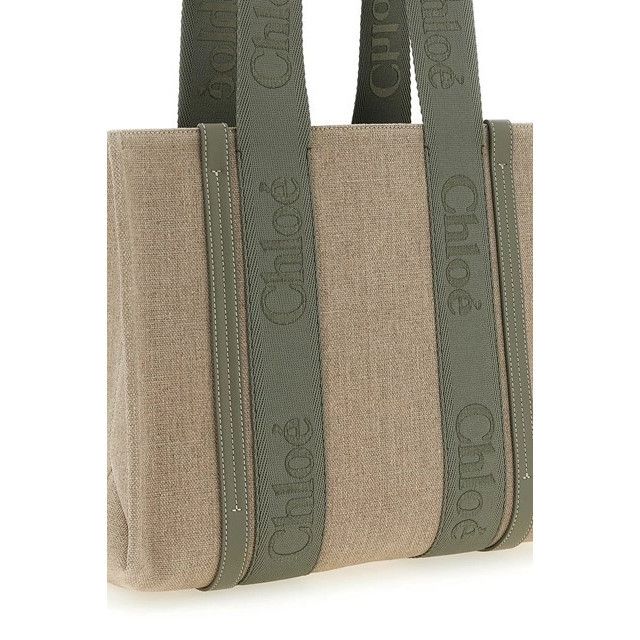 Chloe Chloe Medium Green Linen Shopper Tote Bag New & Authentic Size ONE SIZE - 3 Thumbnail