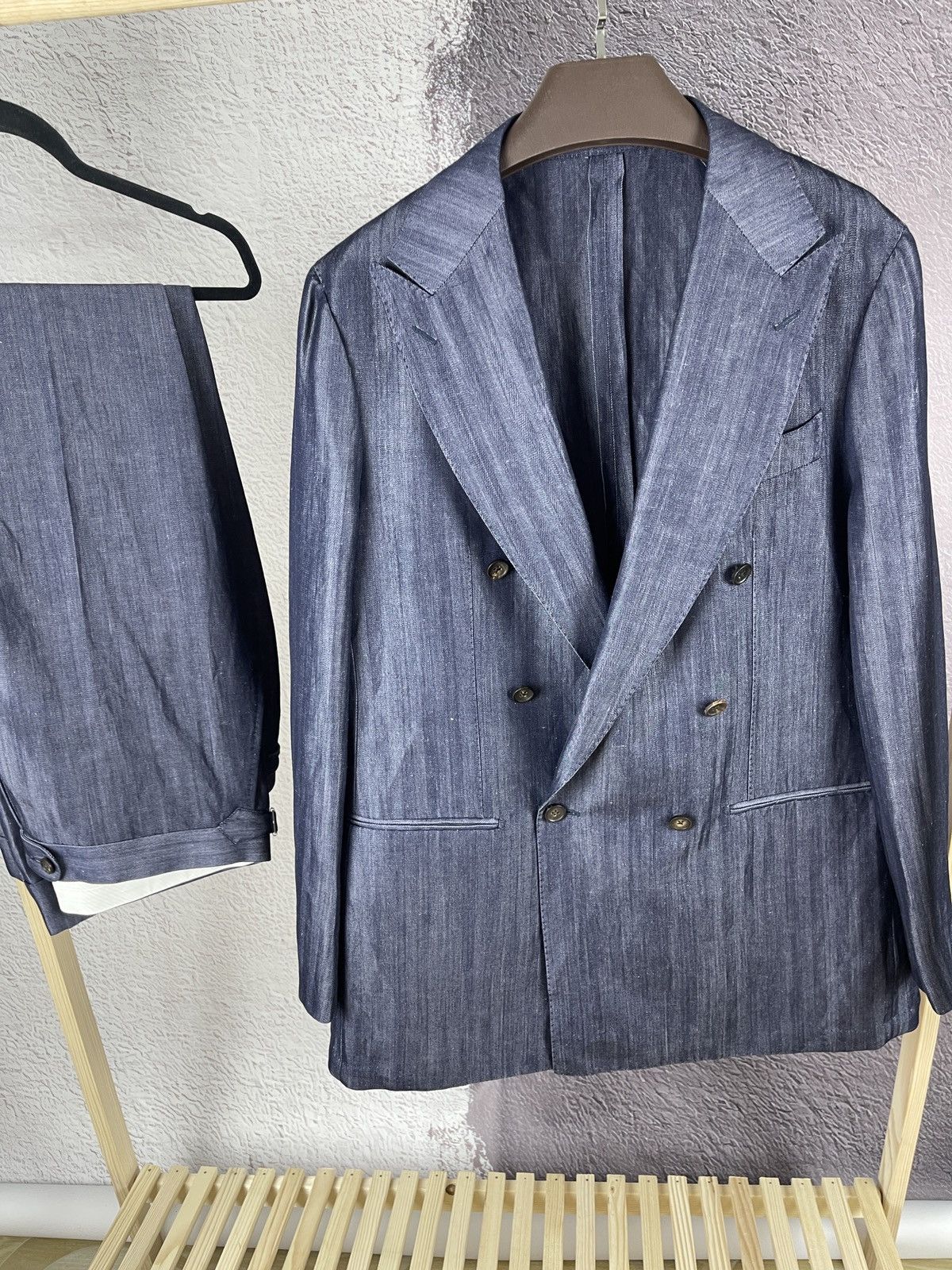 Suitsupply SUITSUPPLY Havana Low Double Breasted Slim / SOHO SA Suit Size 46R - 15 Thumbnail