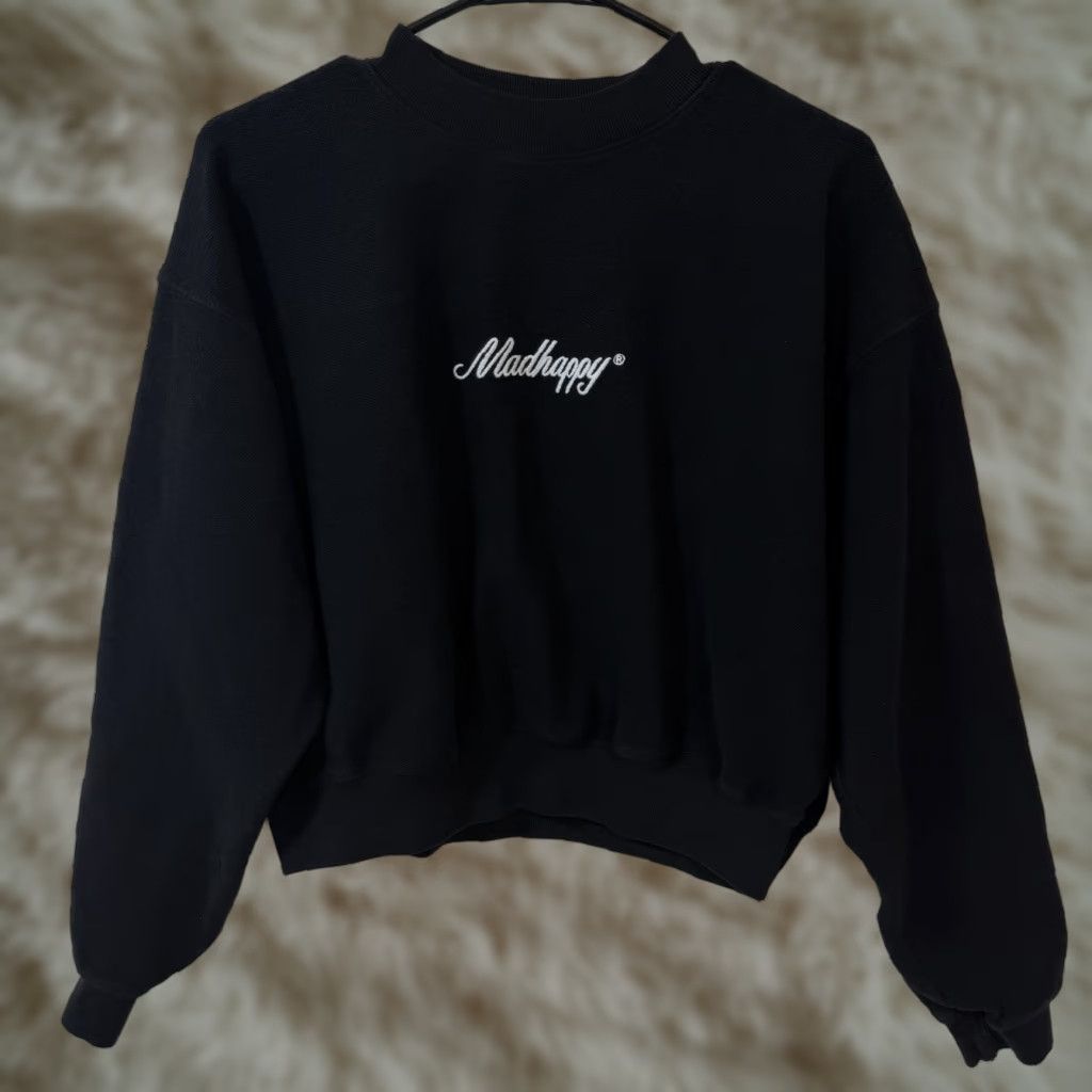 Madhappy Madhappy Women's S Cropped Black Crewneck Pullover Cotton Sweatshirt USA Sweatshirt Size S / US 4 / IT 40 - 1 Thumbnail