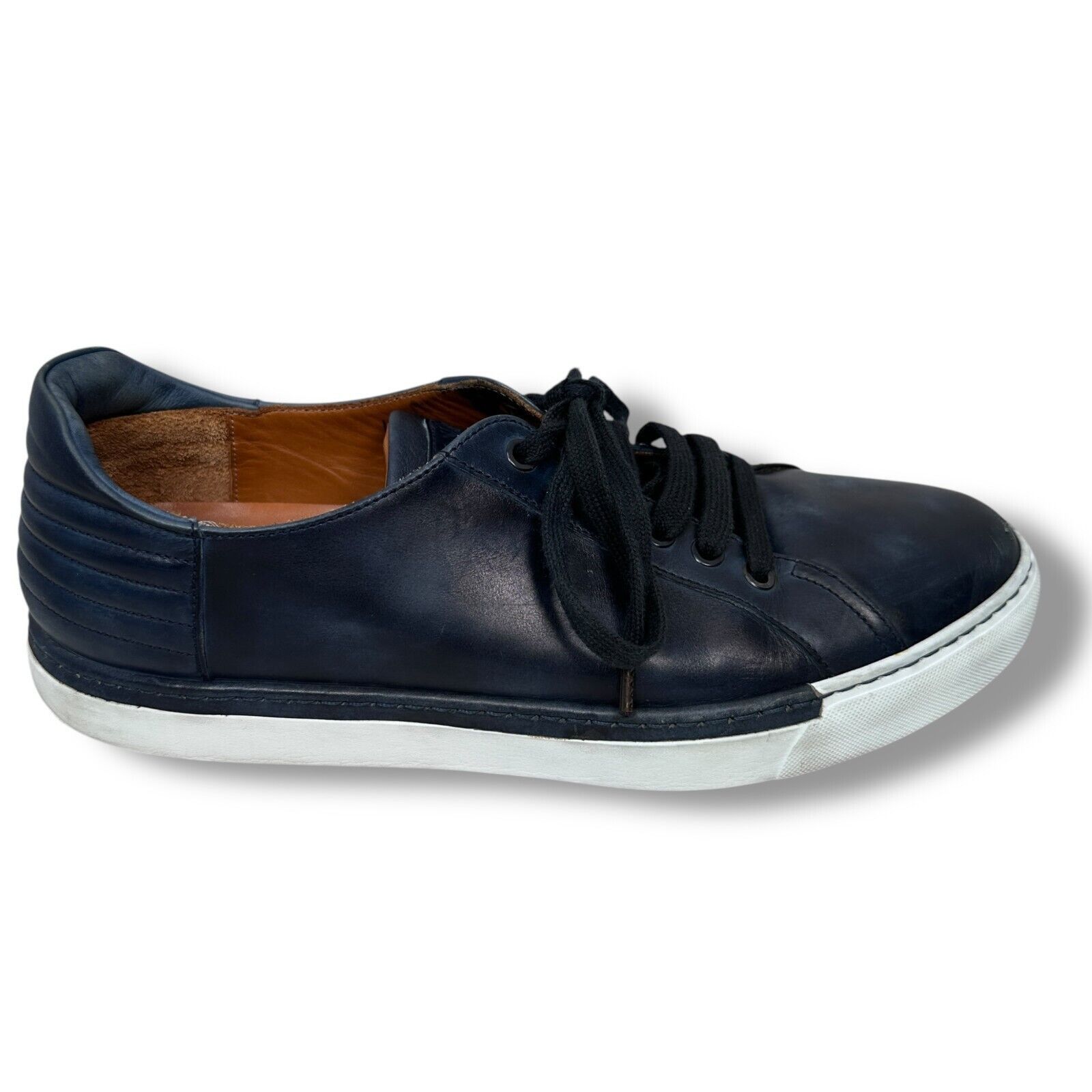 Bontoni Bontoni Burnished Leather Sneakers Men’s 11.5 Dark Blue Size US 11.5 / EU 44-45 - 1 Thumbnail