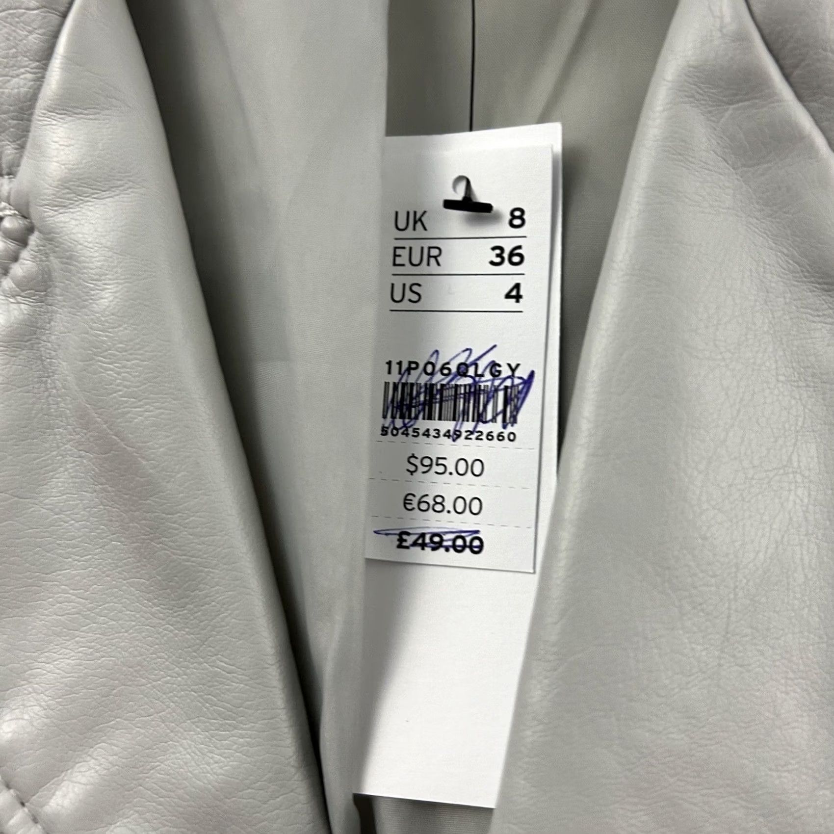 Topshop Topshop Faux Leather Jacket Women's 4 Gray Full Zip Motorcycle Coat Shirt? Size S / US 4 / IT 40 - 2 Thumbnail