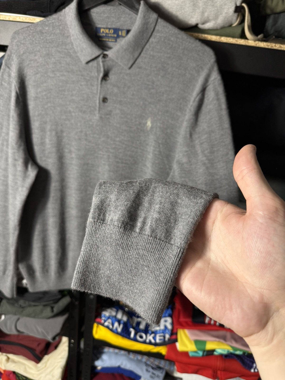 Polo Ralph Lauren Polo Ralph Lauren Merino Wool Knit Polo Sweater Grey XL Logo Size US XL / EU 56 / 4 - 8 Thumbnail