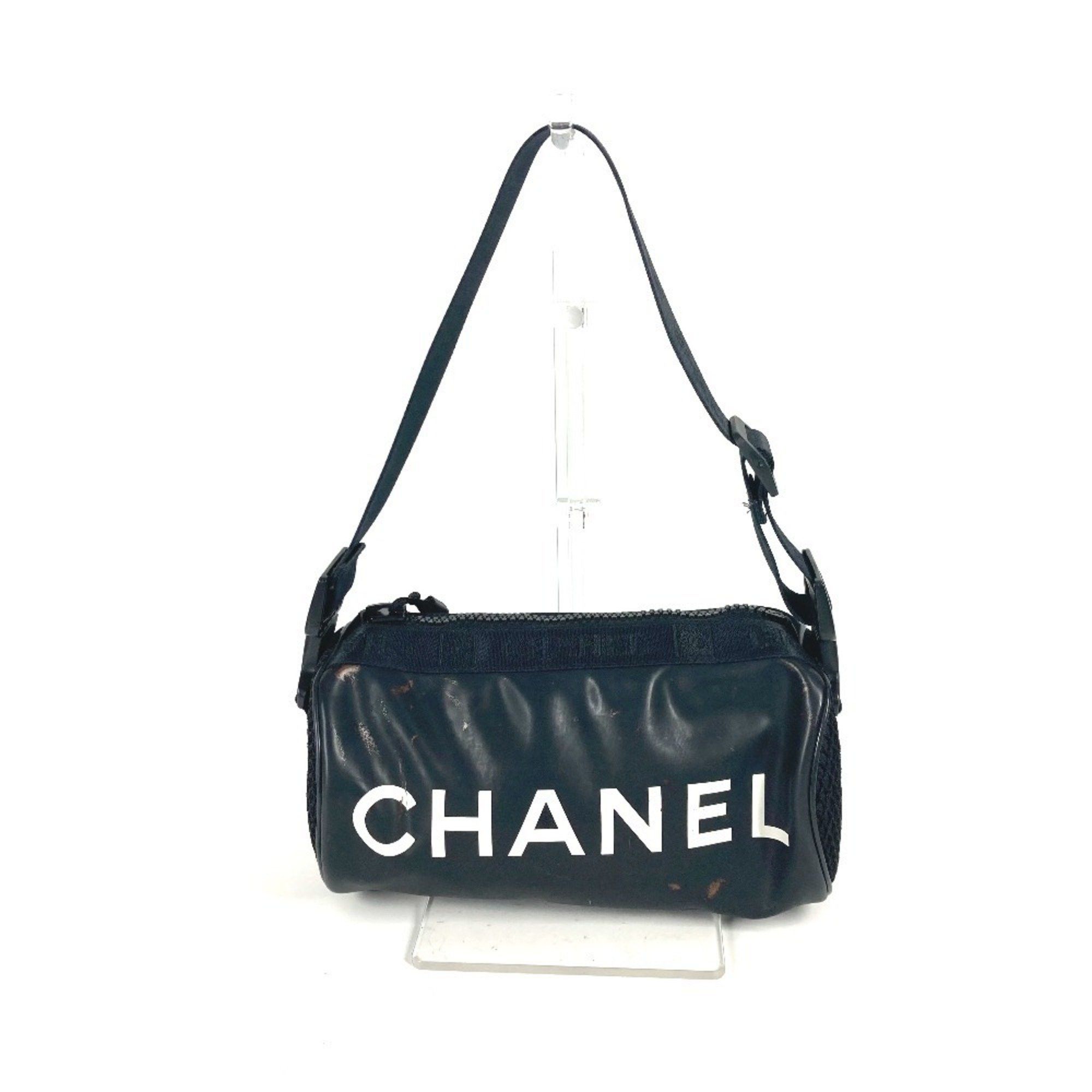 Chanel Sport Cc Coco Mark Logo Bag Shoulder Rubber Women's Black