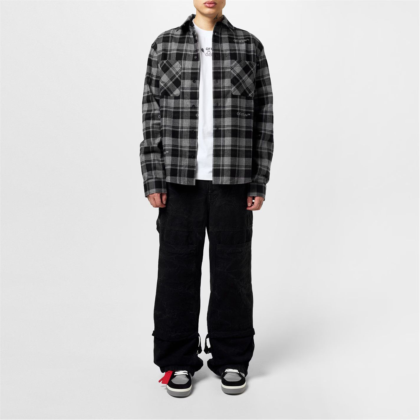 Off-White o1g2r1mq0326 Check Plaid Shirt in Black/Grey Size US M / EU 48-50 / 2 - 6 Thumbnail