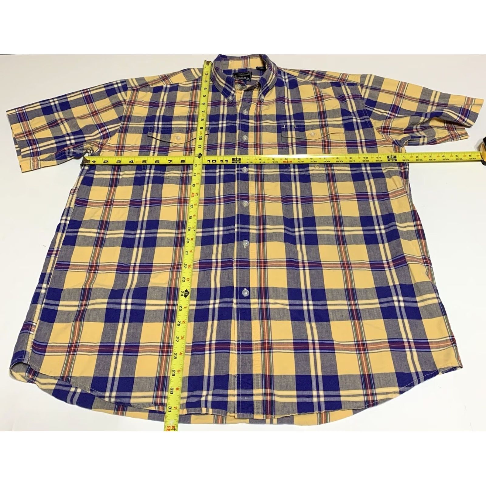 Roper ROPER Shirt Button Front Short Sleeve Plaid XL Men Blue Yellow Multicolor Regular Fit Casual Western CowboyMens Size US XL / EU 56 / 4 - 4 Thumbnail