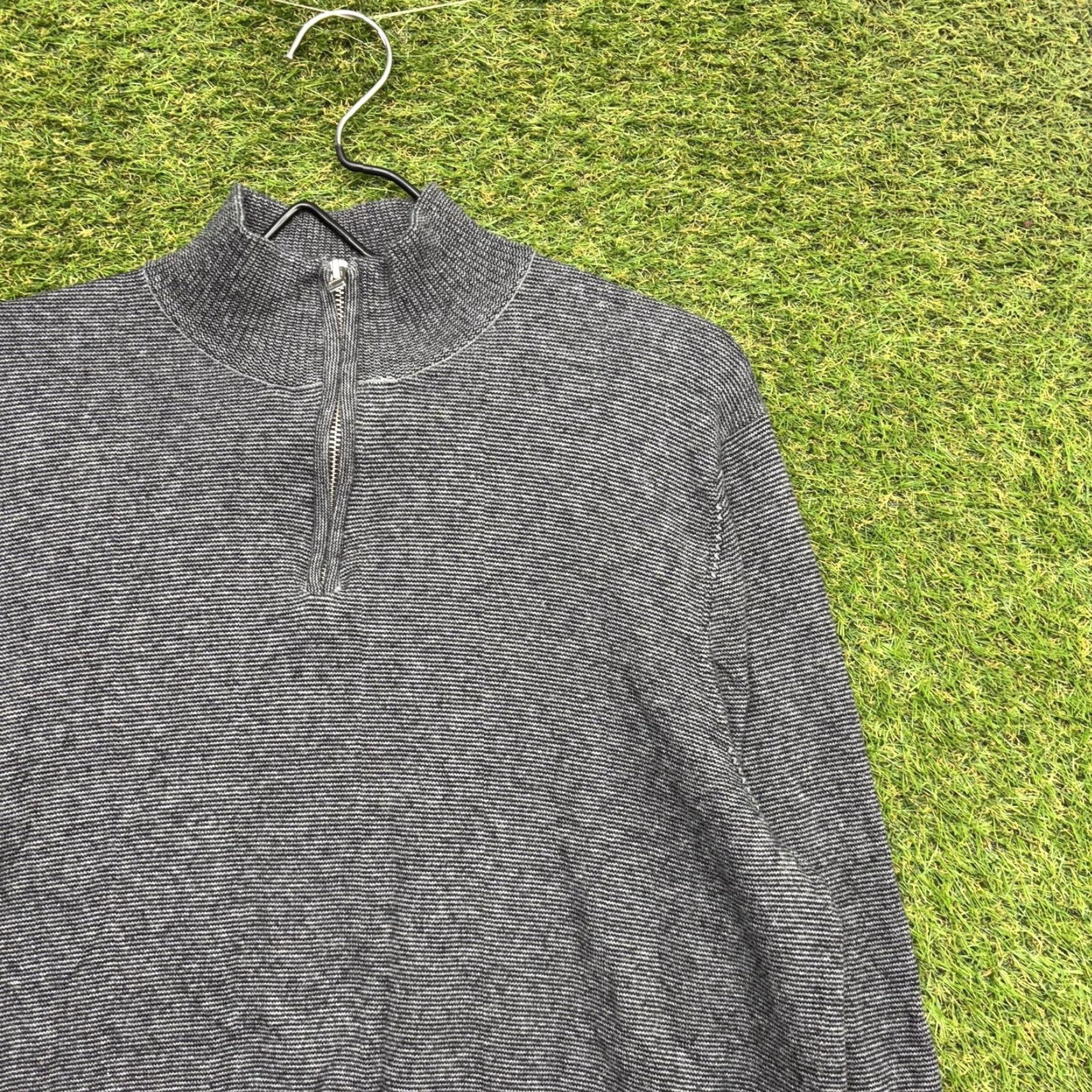 Bonobos Bonobos Sweater Mens Large Gray 1/4 Zip Mock Neck Knit Striped Pullover Casual Size US L / EU 52-54 / 3 - 2 Thumbnail