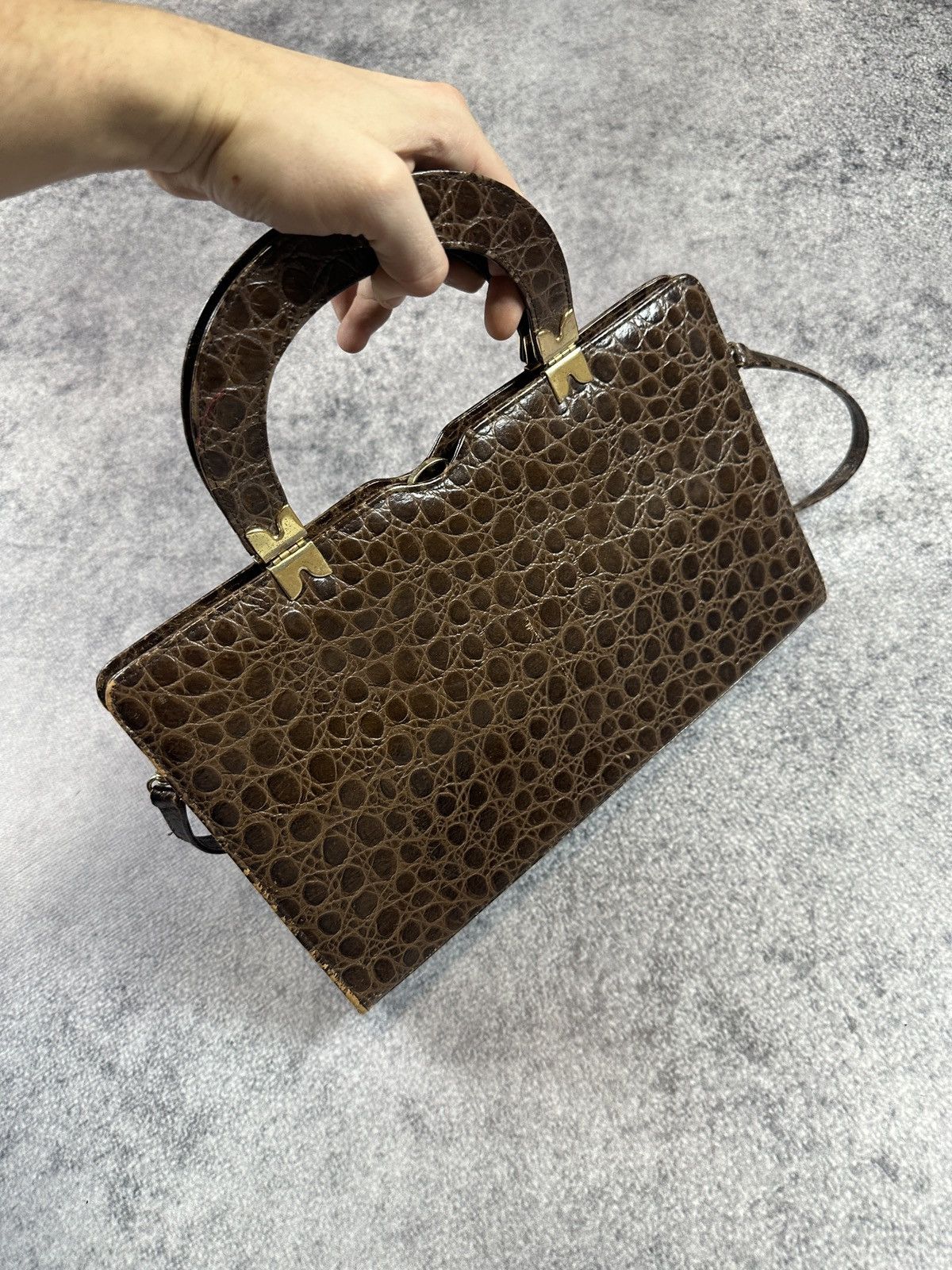 Vintage Vintage Ackery London Leather Bag Crocodile 80s Women Lux Size ONE SIZE - 2 Thumbnail
