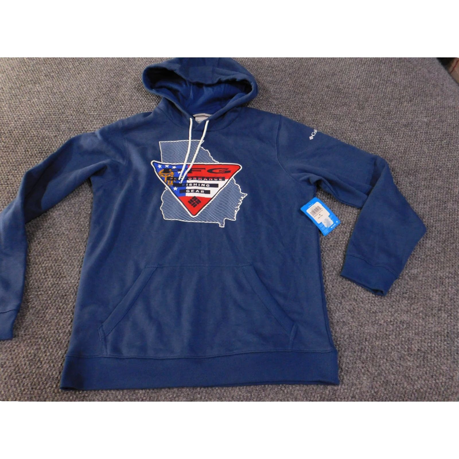 Vintage Columbia Hoodie Mens Medium Blue PFG Georgia Graphic NWT Size US M / EU 48-50 / 2 - 3 Thumbnail