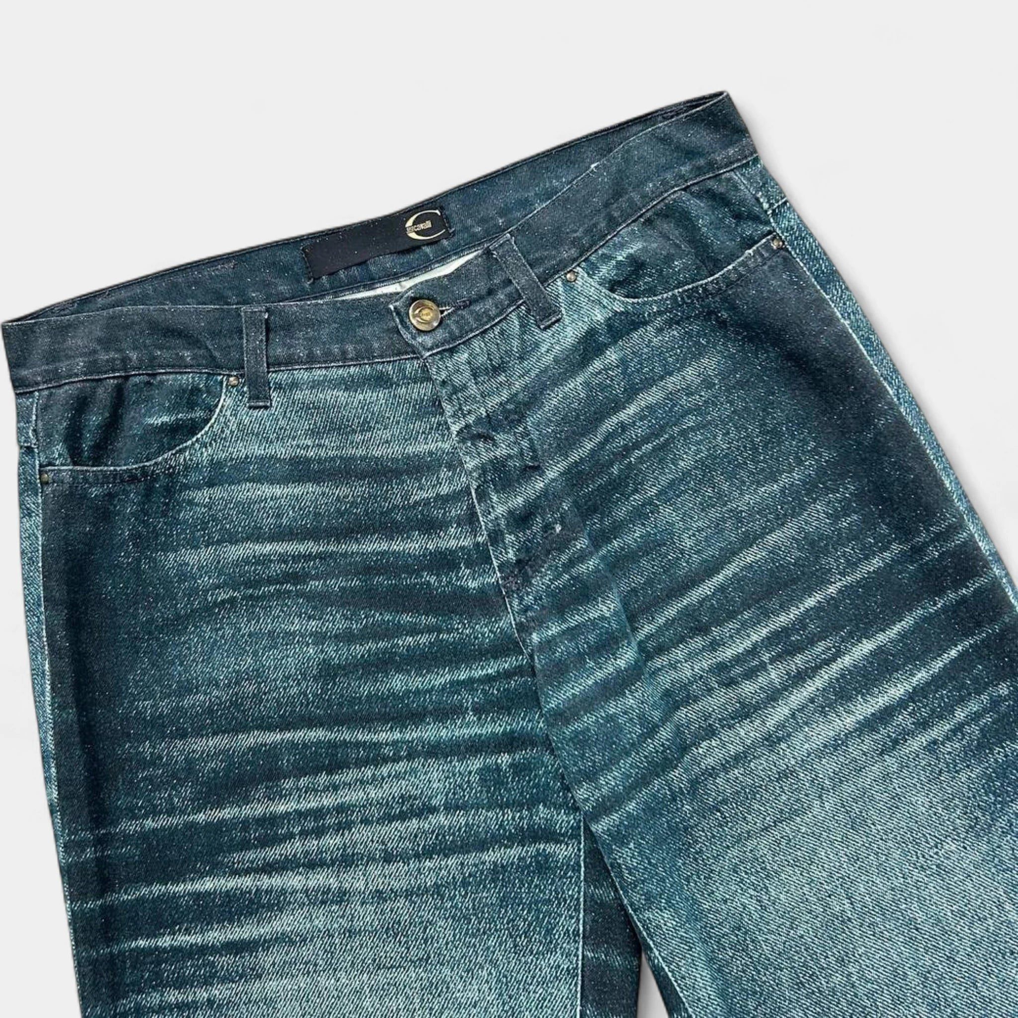 Just Cavalli Just Cavalli 2000s Denim Effect Teal Pants Size 28" / US 6 / IT 42 - 2 Thumbnail