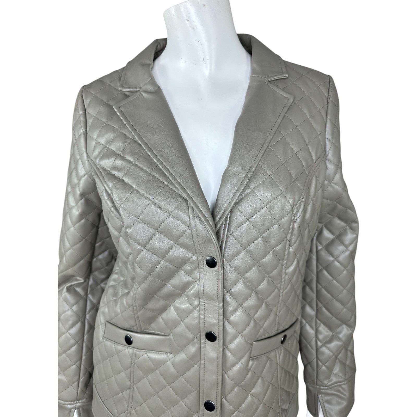 Denim & Co. Denim & Co. Signature Faux Leather Blazer Olive XX-Small Size XXS / US 00 / IT 34 - 10 Thumbnail
