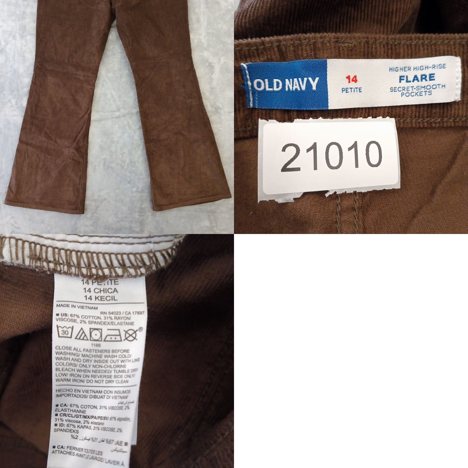 Old Navy Old Navy Pants Womens 14P Brown Flared Corduroy 33x28.5 High Rise Pockets Chino Cotton Blend Vintage: No Regular Petite Women Mens Girls Size 36" / US 14 / IT 50 - 8 Thumbnail