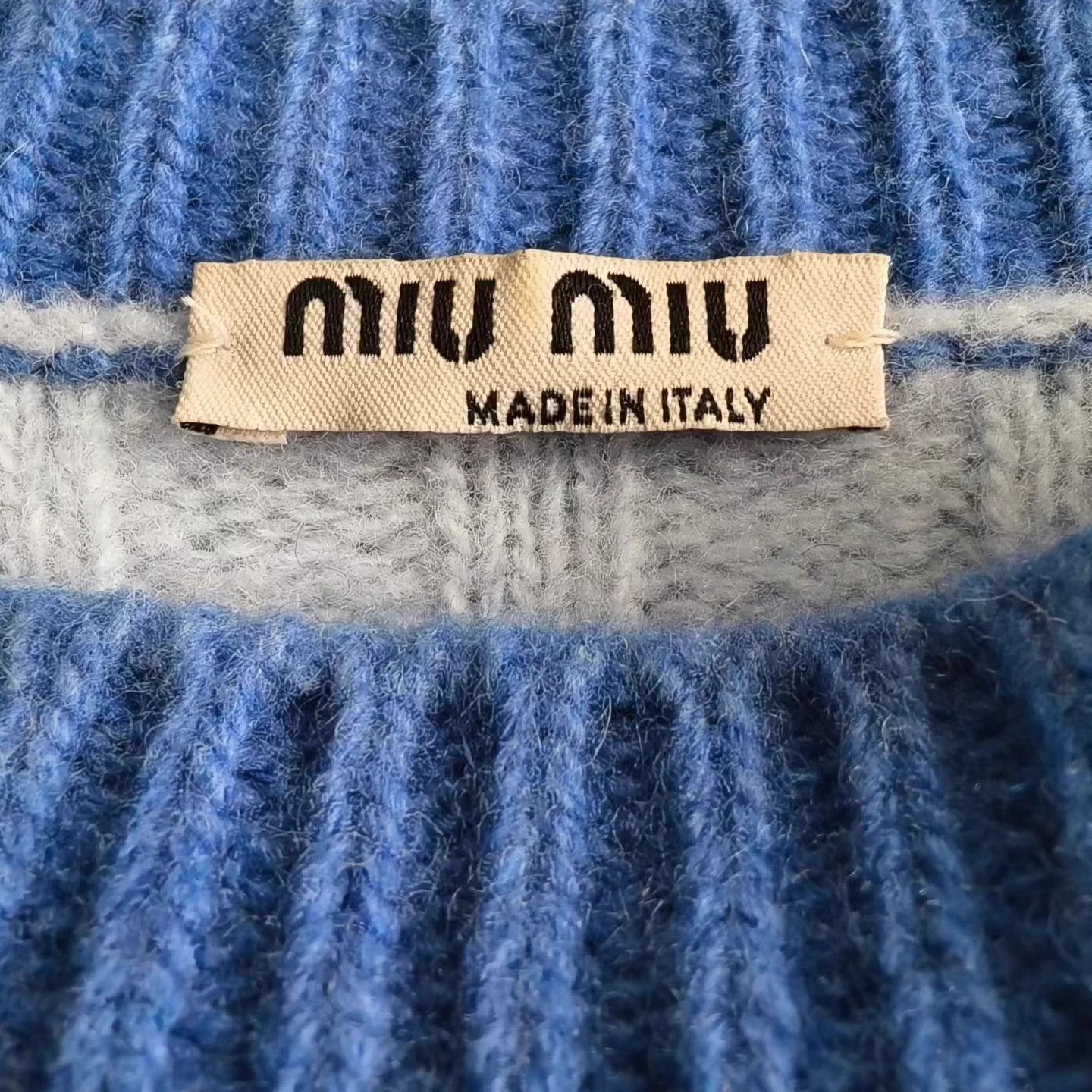 Miu Miu Miu Miu Blue Logo Stripe Wool Sweater 99 Size M / US 6-8 / IT 42-44 - 3 Thumbnail