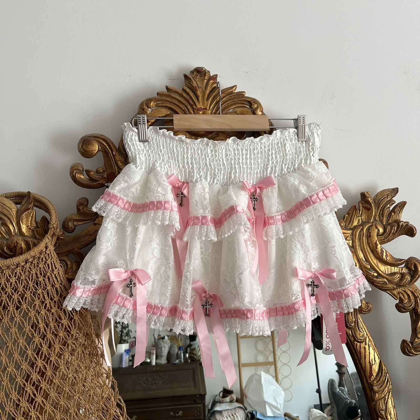 Japanese Brand Romwe schoolgirl plaid lace tie mini skirt Y2K Size 30" / US 8 / IT 44 - 1 Thumbnail