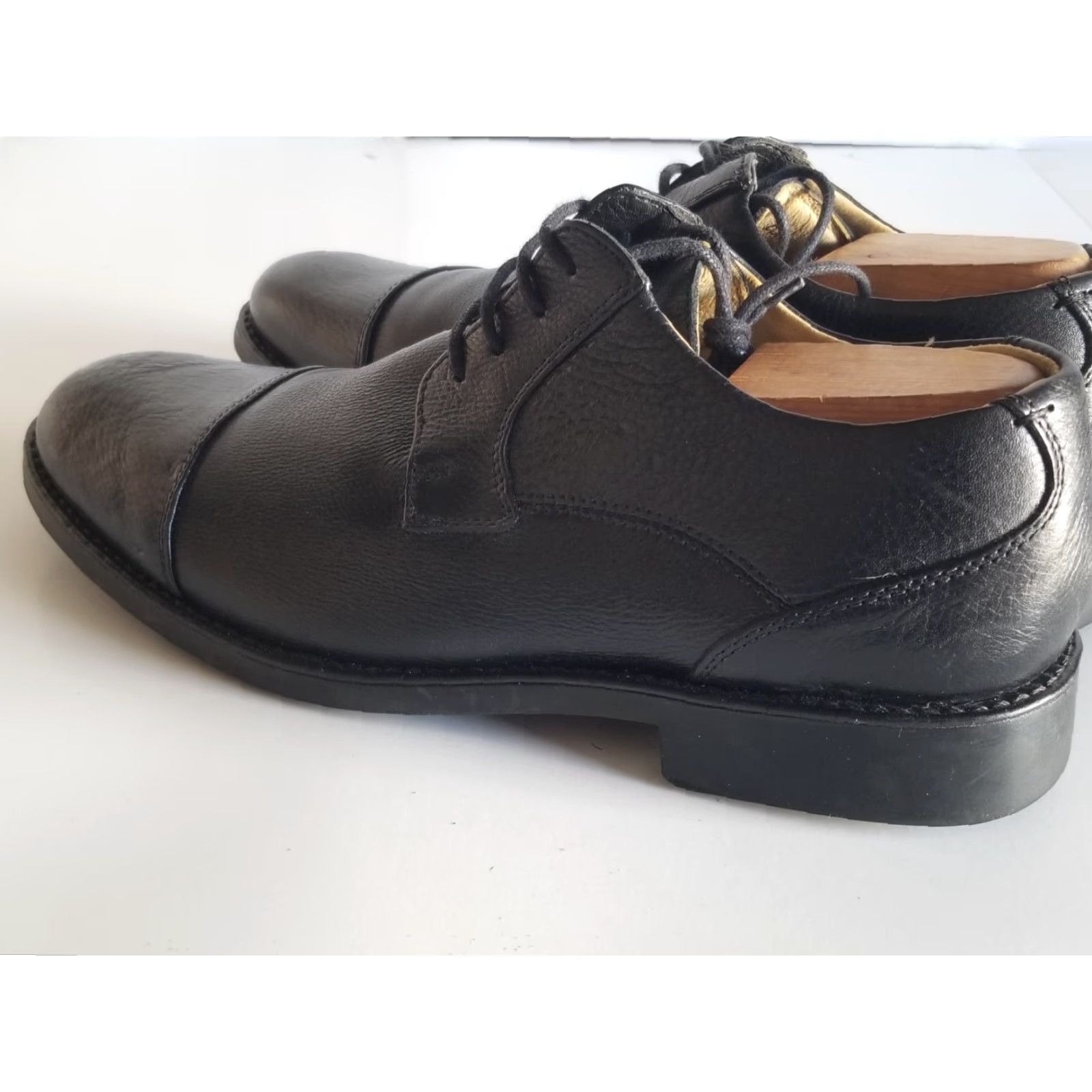 Vintage Belvedere Duke Dress Shoes Mens 9.5 D Oxford Black Leather Cap Toe Lace Up Size ONE SIZE - 4 Thumbnail